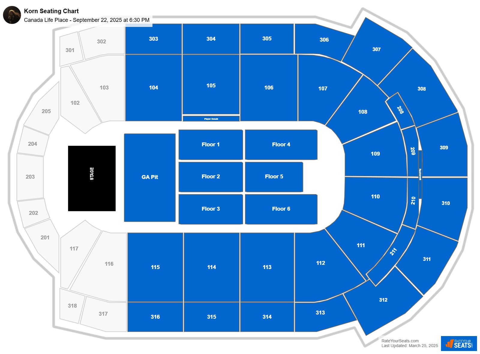 Korn seating chart Canada Life Place