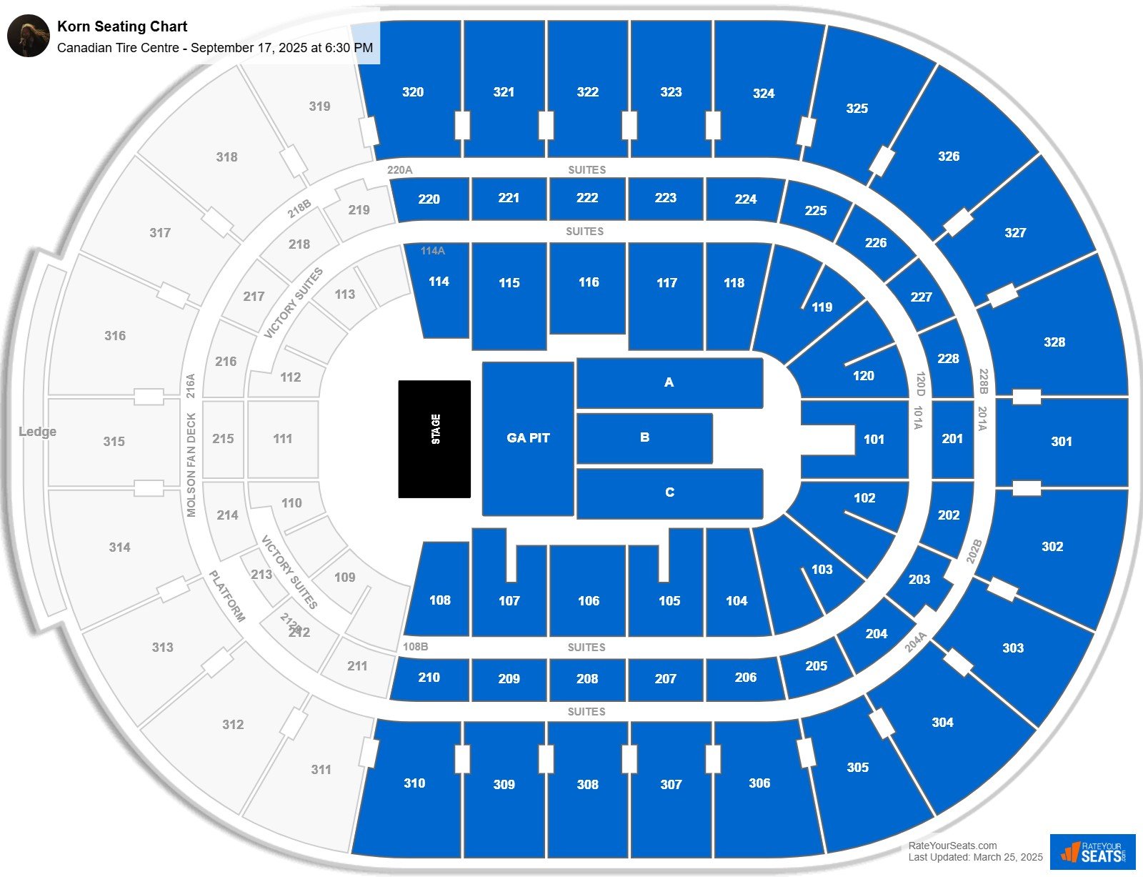 Korn seating chart Canadian Tire Centre