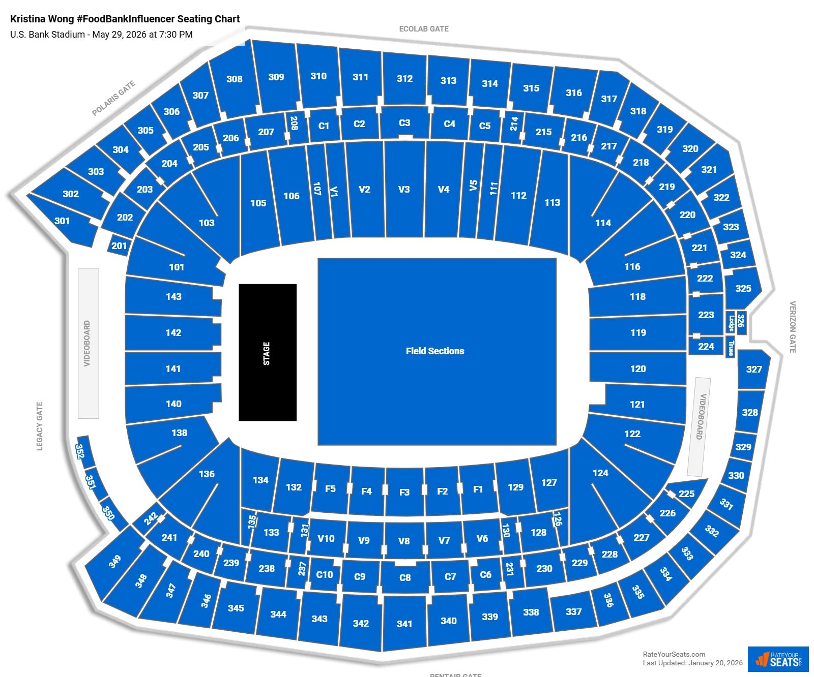 Kristina Wong #FoodBankInfluencer seating chart U.S. Bank Stadium