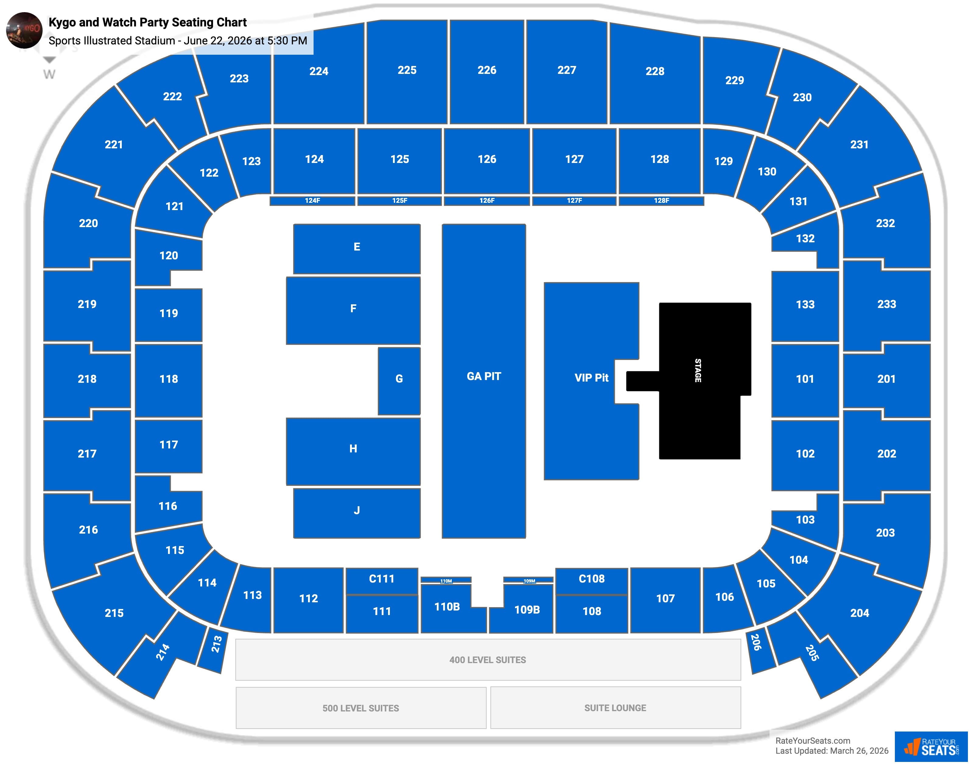 Kygo and Watch Party seating chart Sports Illustrated Stadium 