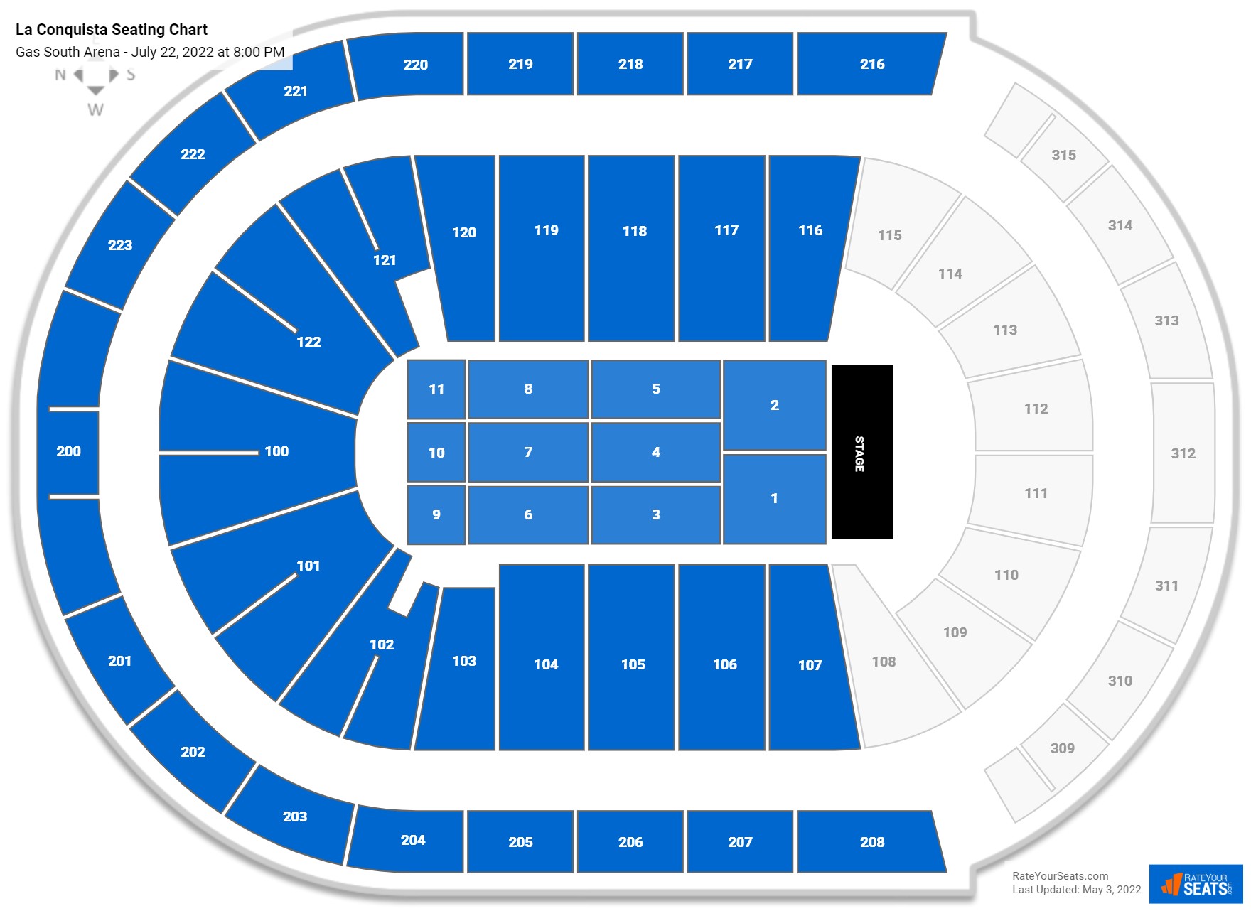 La Conquista seating chart Gas South Arena