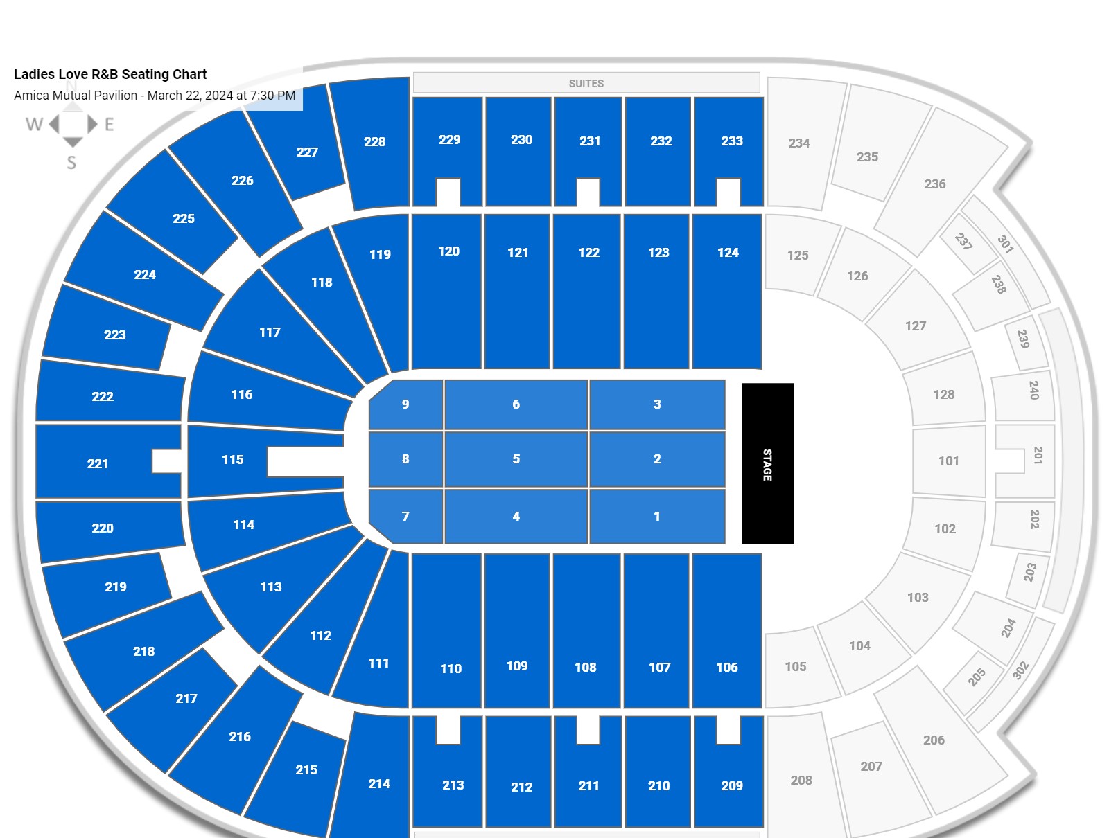 Ladies Love R&B seating chart Amica Mutual Pavilion