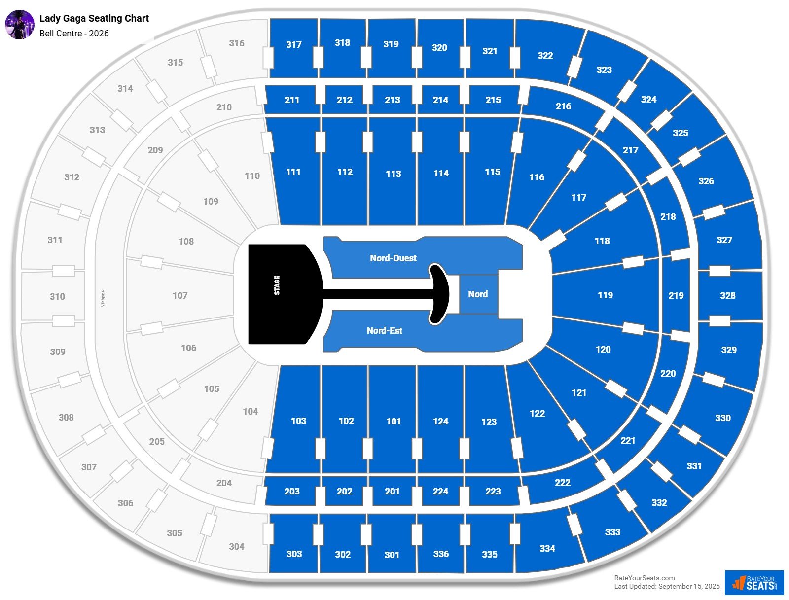 Lady Gaga seating chart Bell Centre