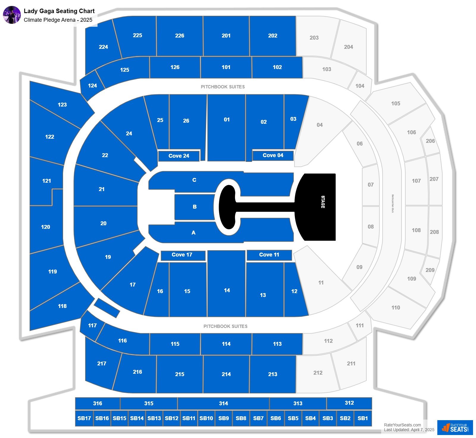 Lady Gaga seating chart Climate Pledge Arena