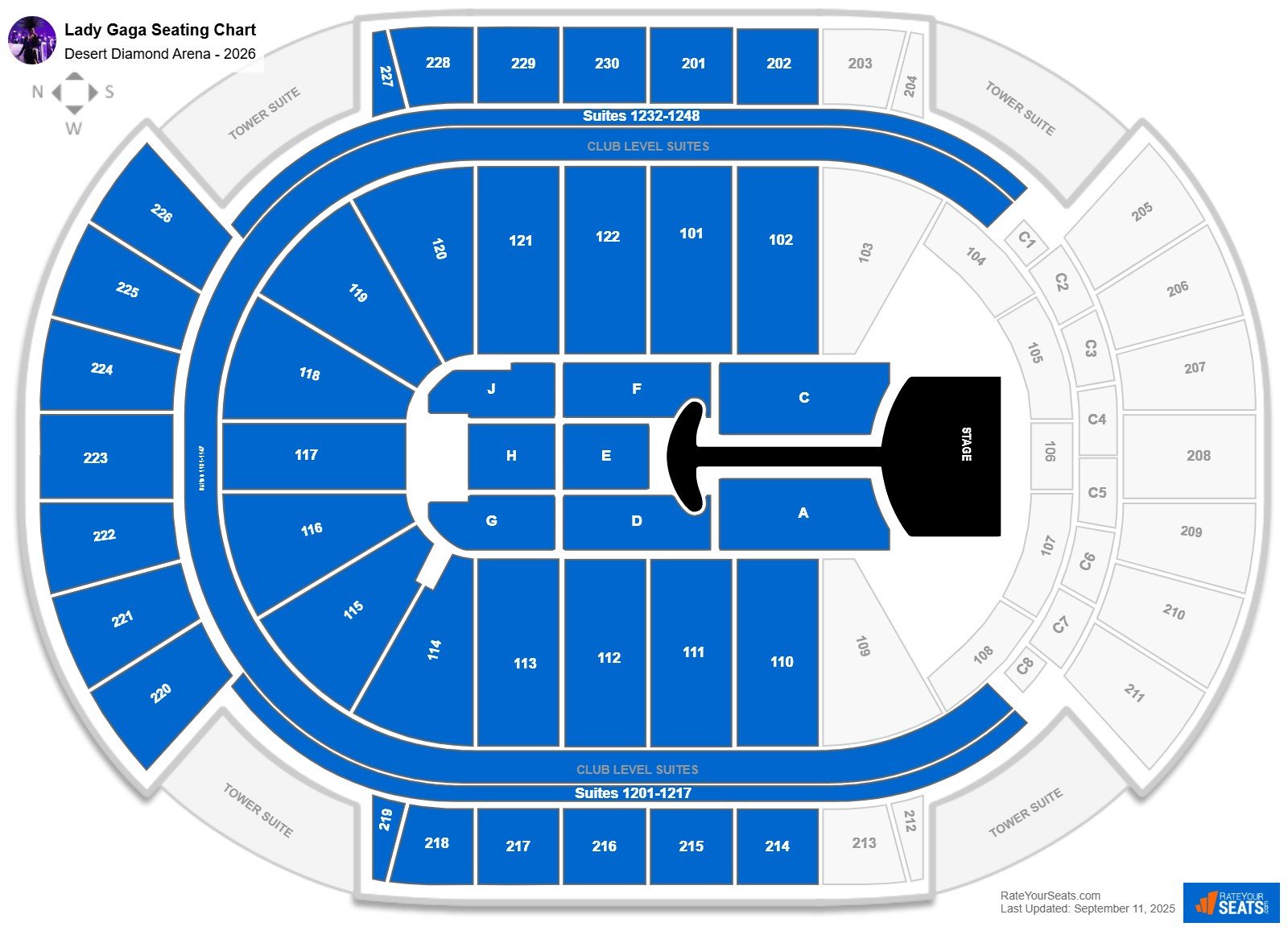 Lady Gaga seating chart Desert Diamond Arena