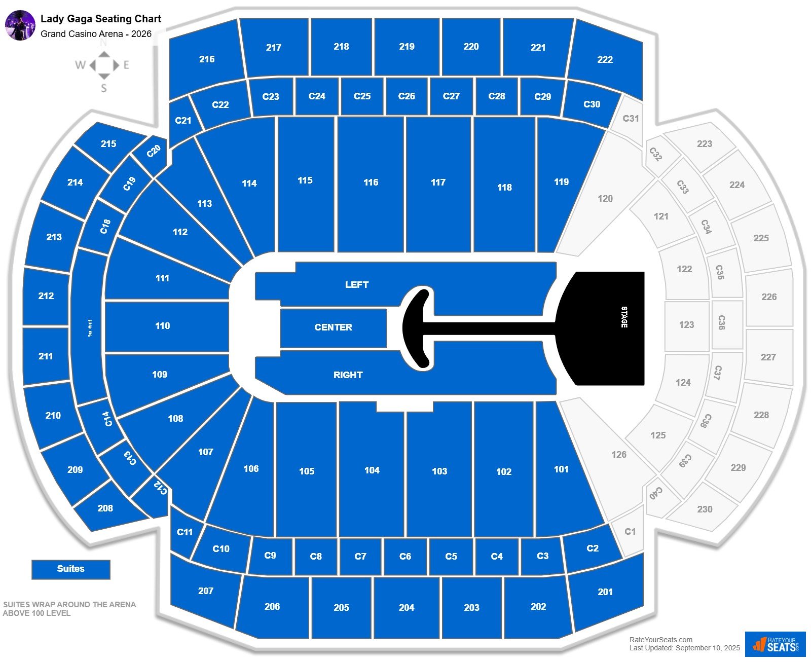 Lady Gaga seating chart Grand Casino Arena