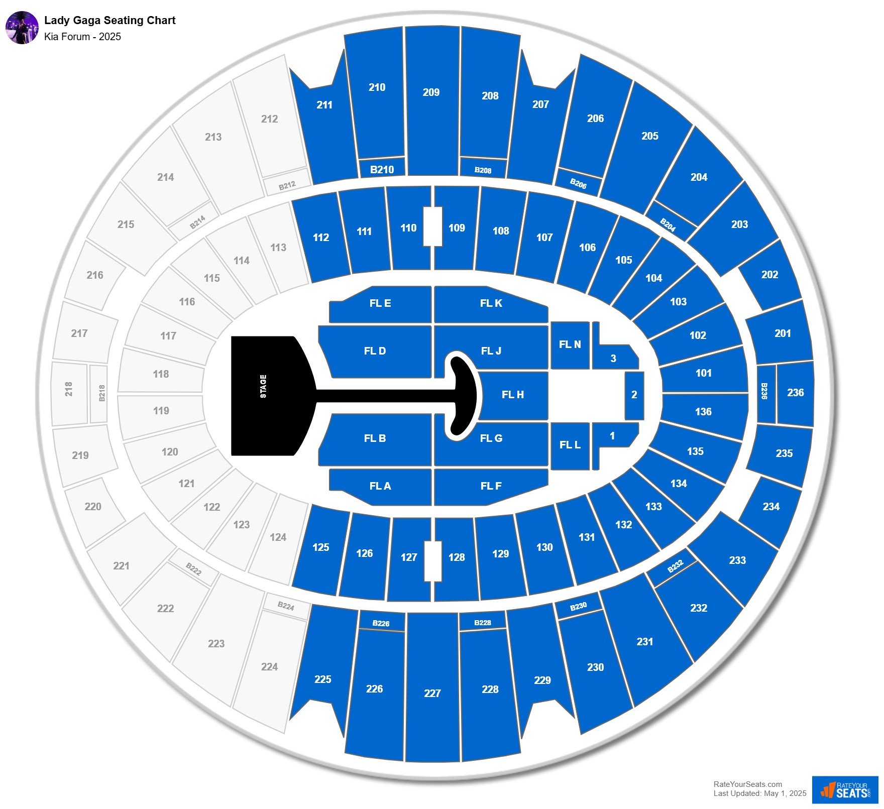Lady Gaga seating chart Kia Forum