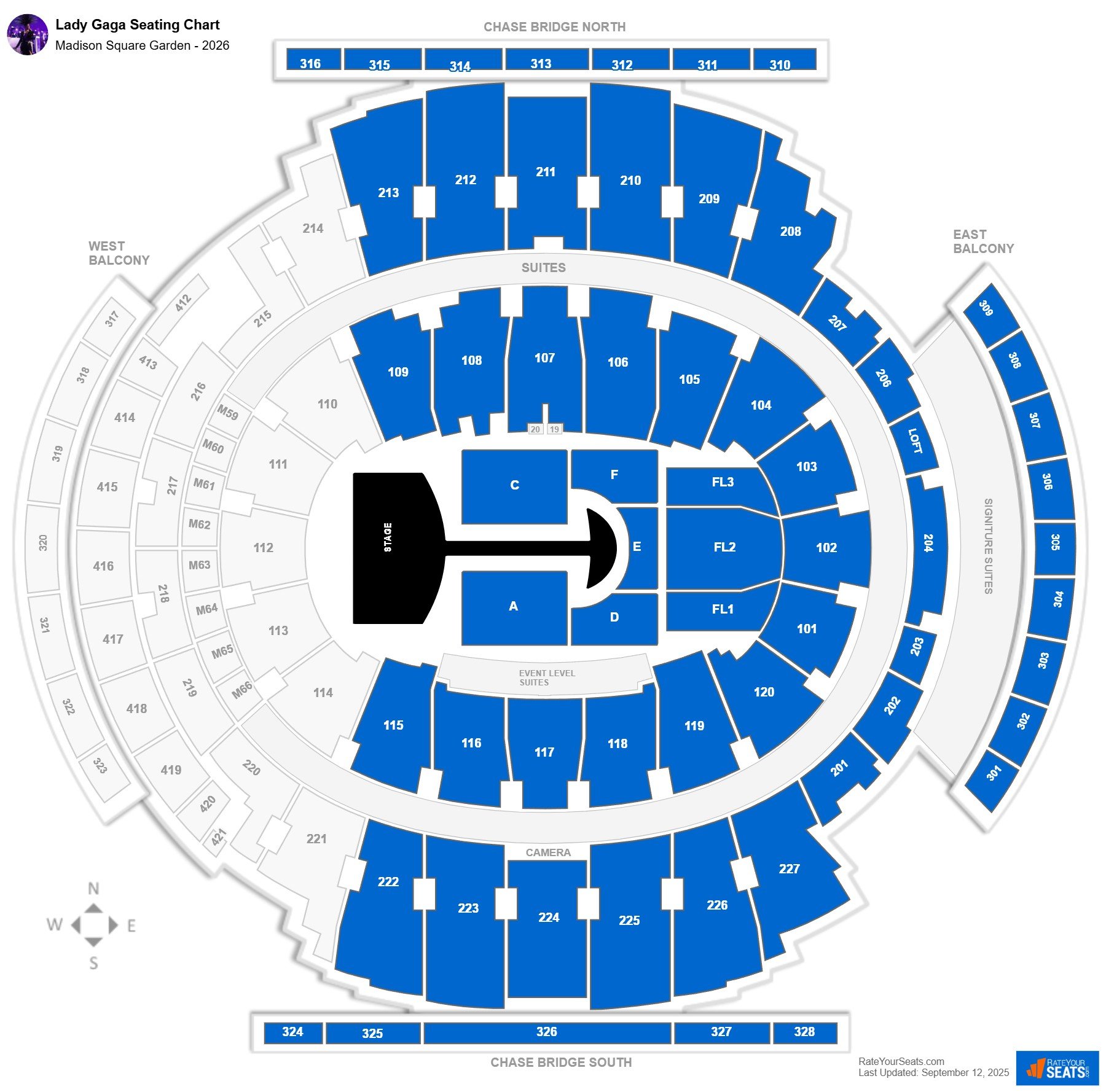 Lady Gaga seating chart Madison Square Garden