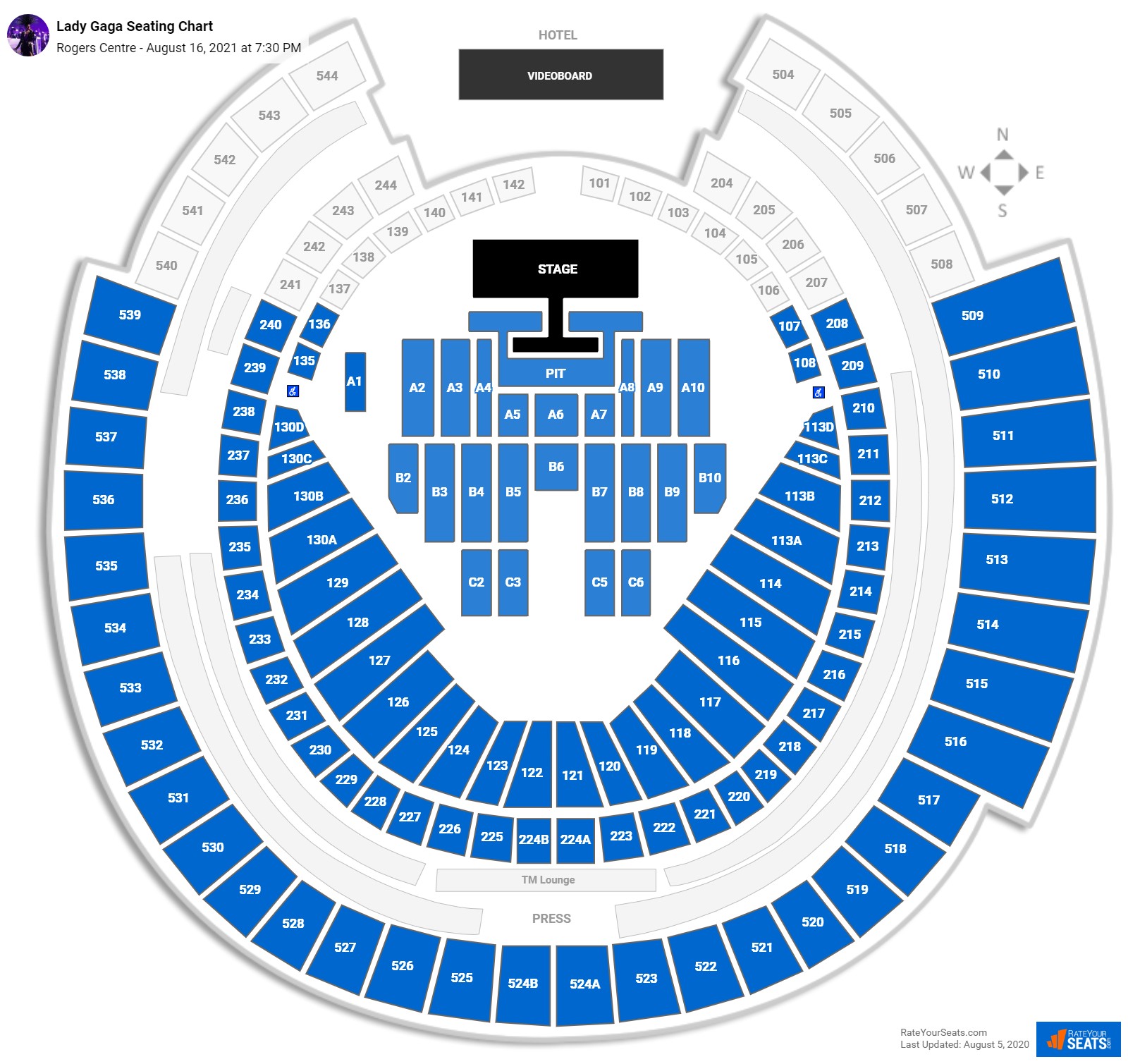 Lady Gaga seating chart Rogers Centre
