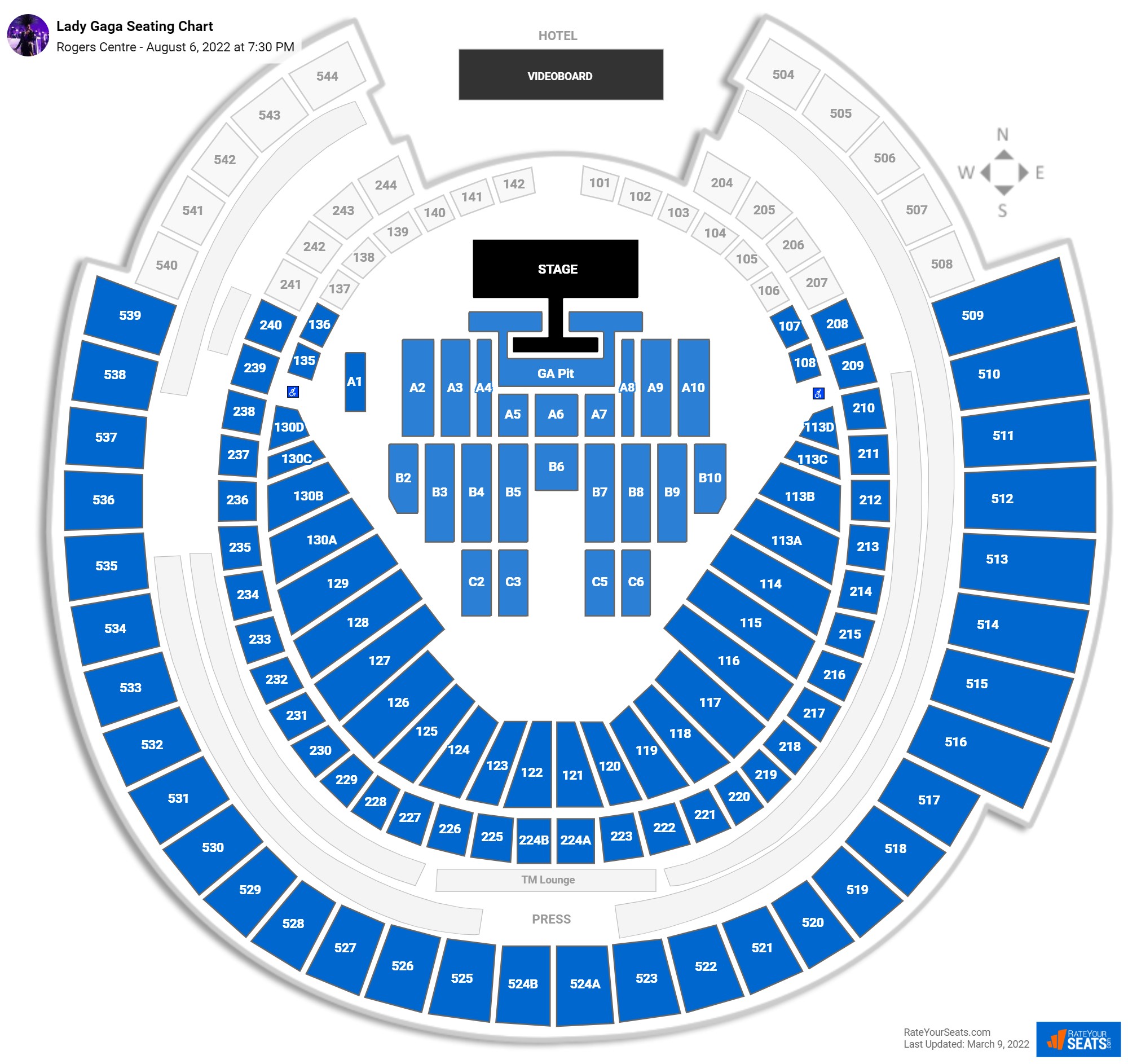 Lady Gaga seating chart Rogers Centre