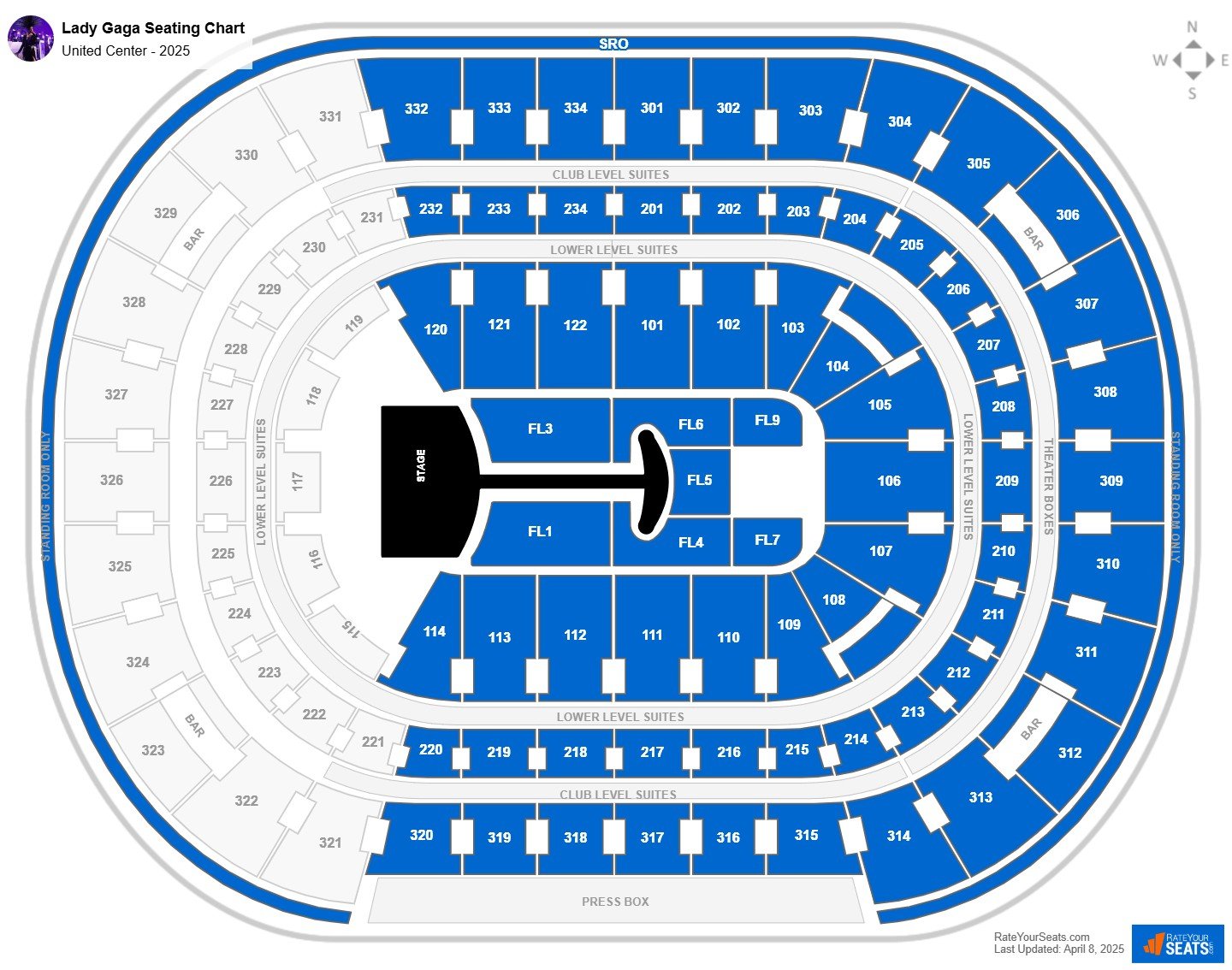 Lady Gaga seating chart United Center