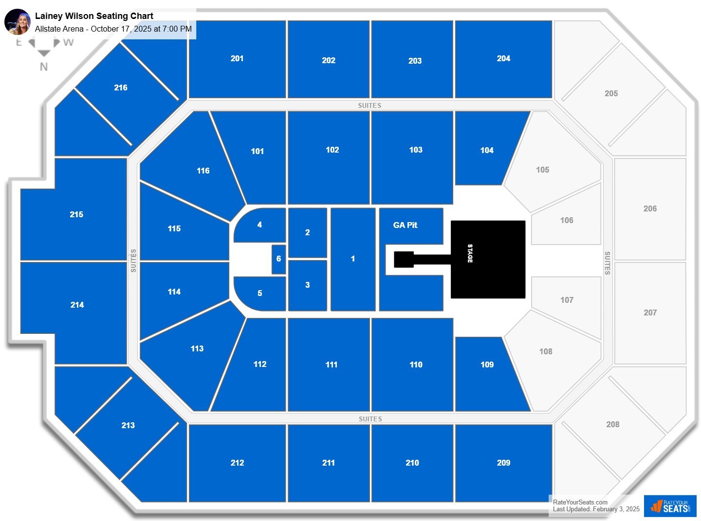 Lainey Wilson seating chart Allstate Arena