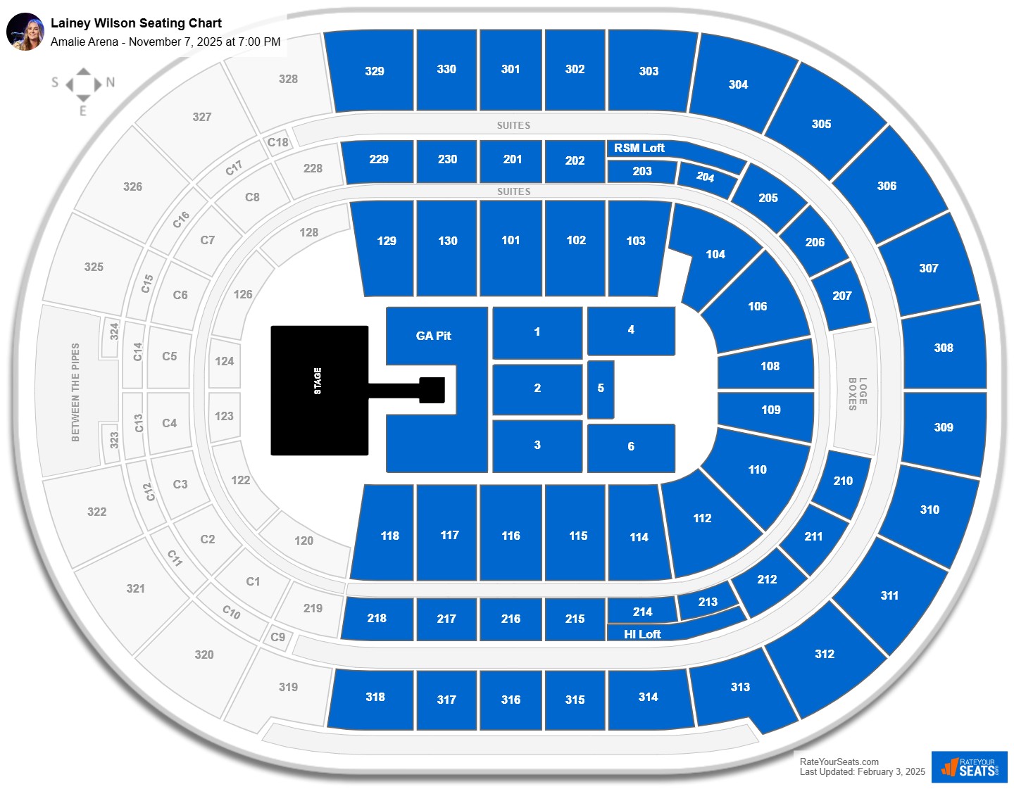 Lainey Wilson seating chart Amalie Arena