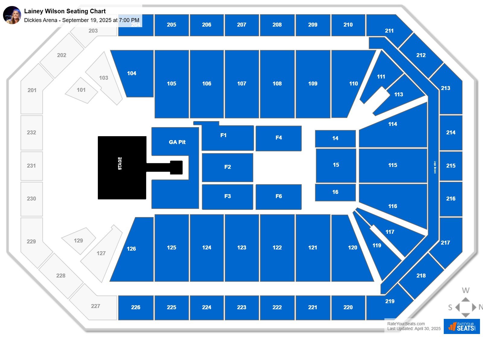 Lainey Wilson seating chart Dickies Arena
