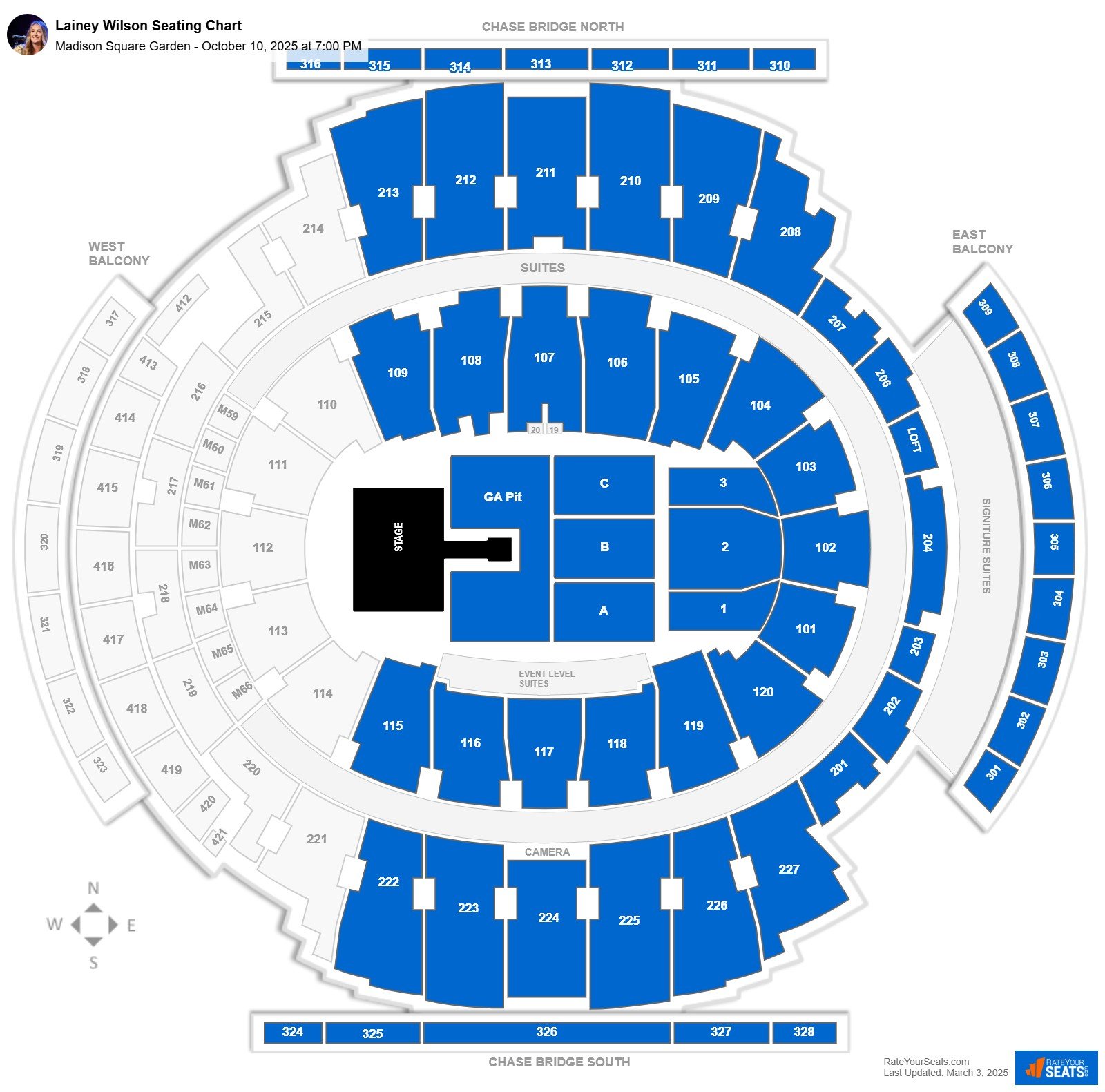 Lainey Wilson seating chart Madison Square Garden