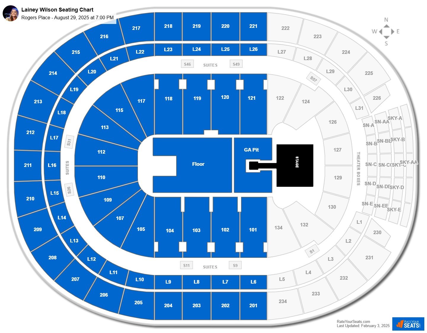 Lainey Wilson seating chart Rogers Place
