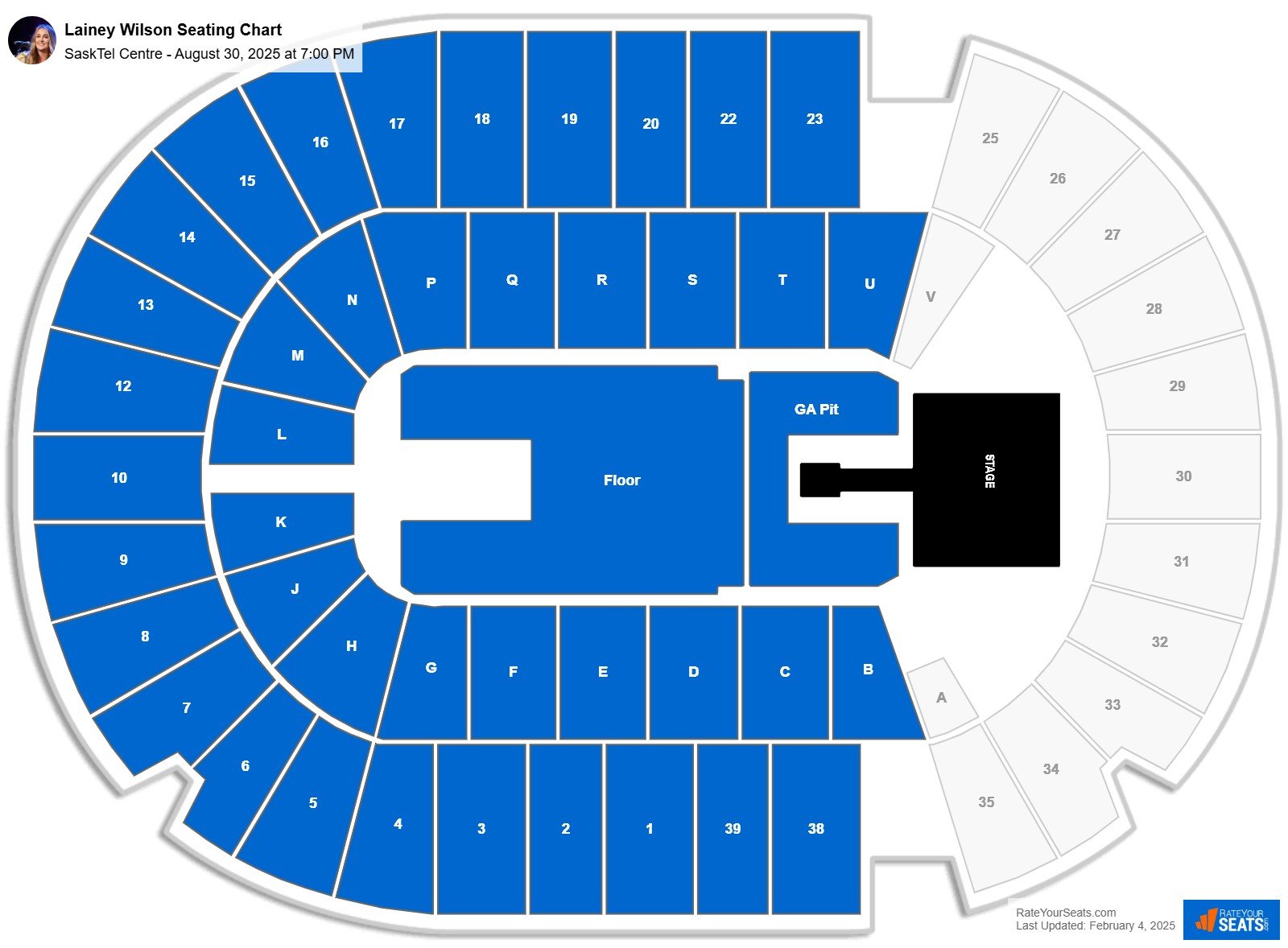 Lainey Wilson seating chart SaskTel Centre