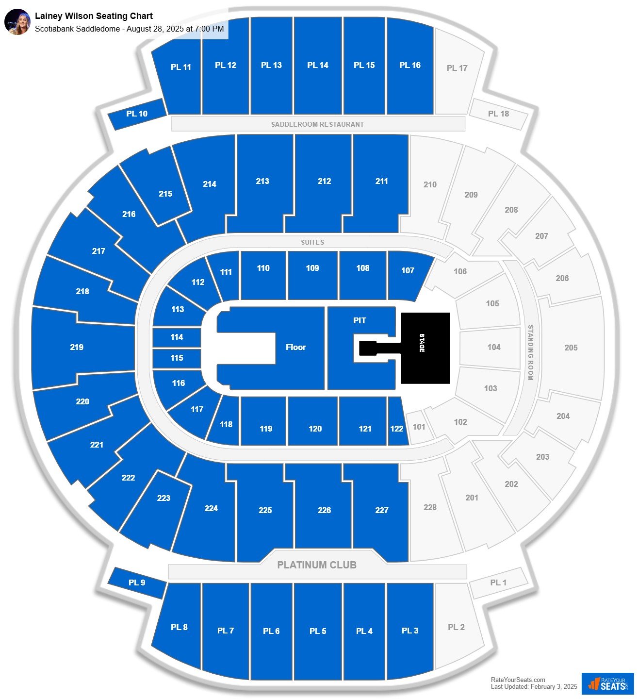 Lainey Wilson seating chart Scotiabank Saddledome