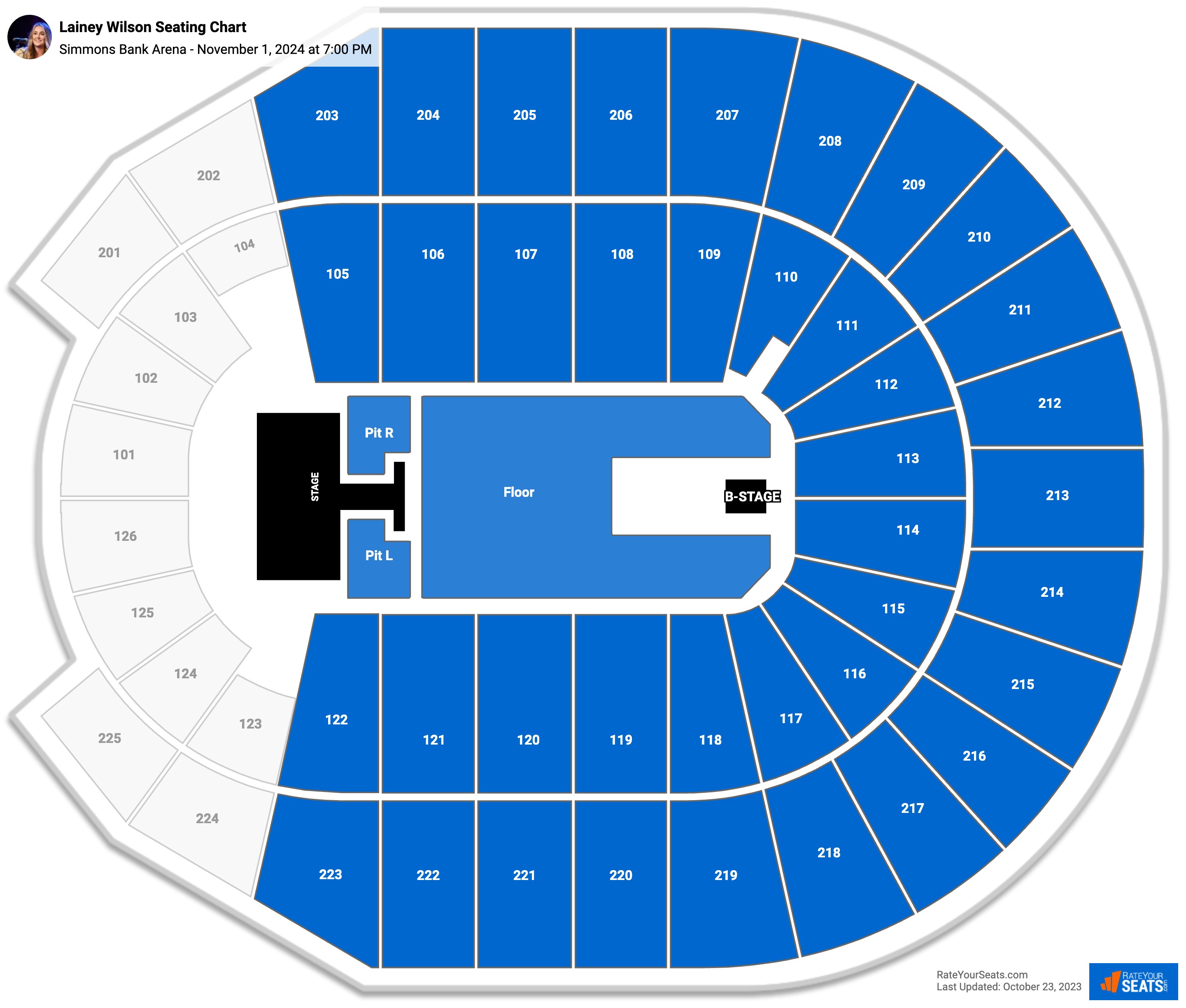 Lainey Wilson seating chart Simmons Bank Arena