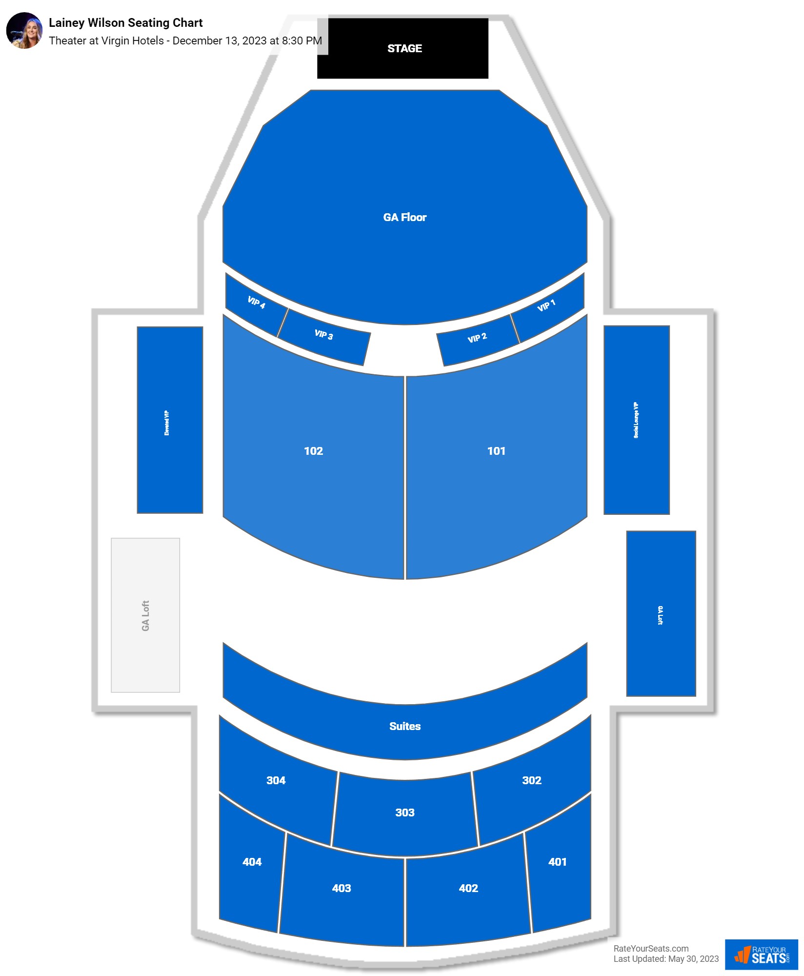 Lainey Wilson seating chart Theater at Virgin Hotels