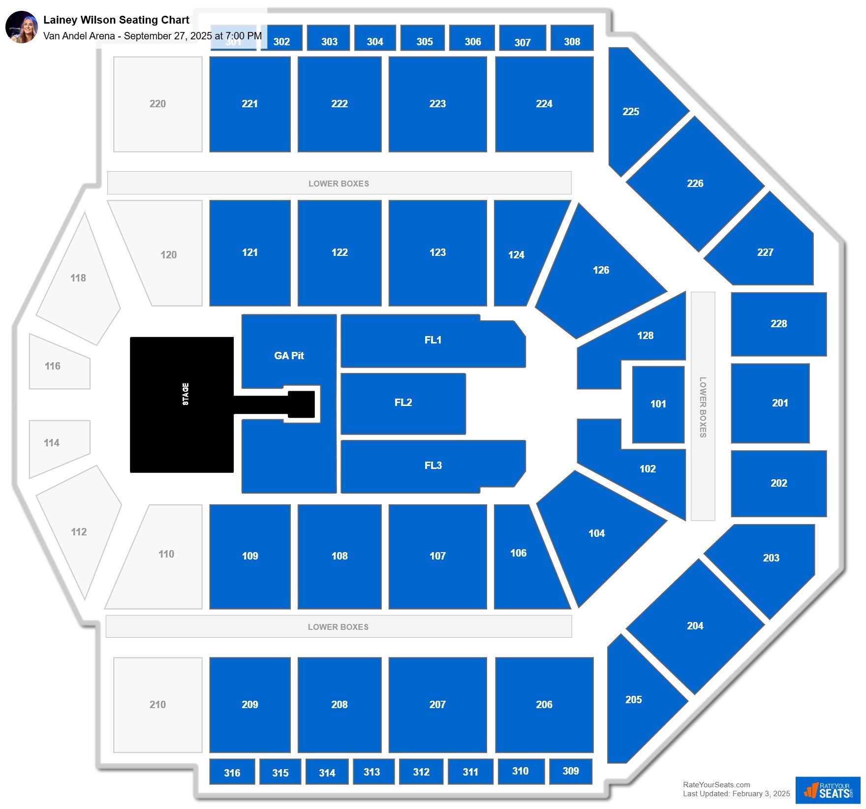 Lainey Wilson seating chart Van Andel Arena