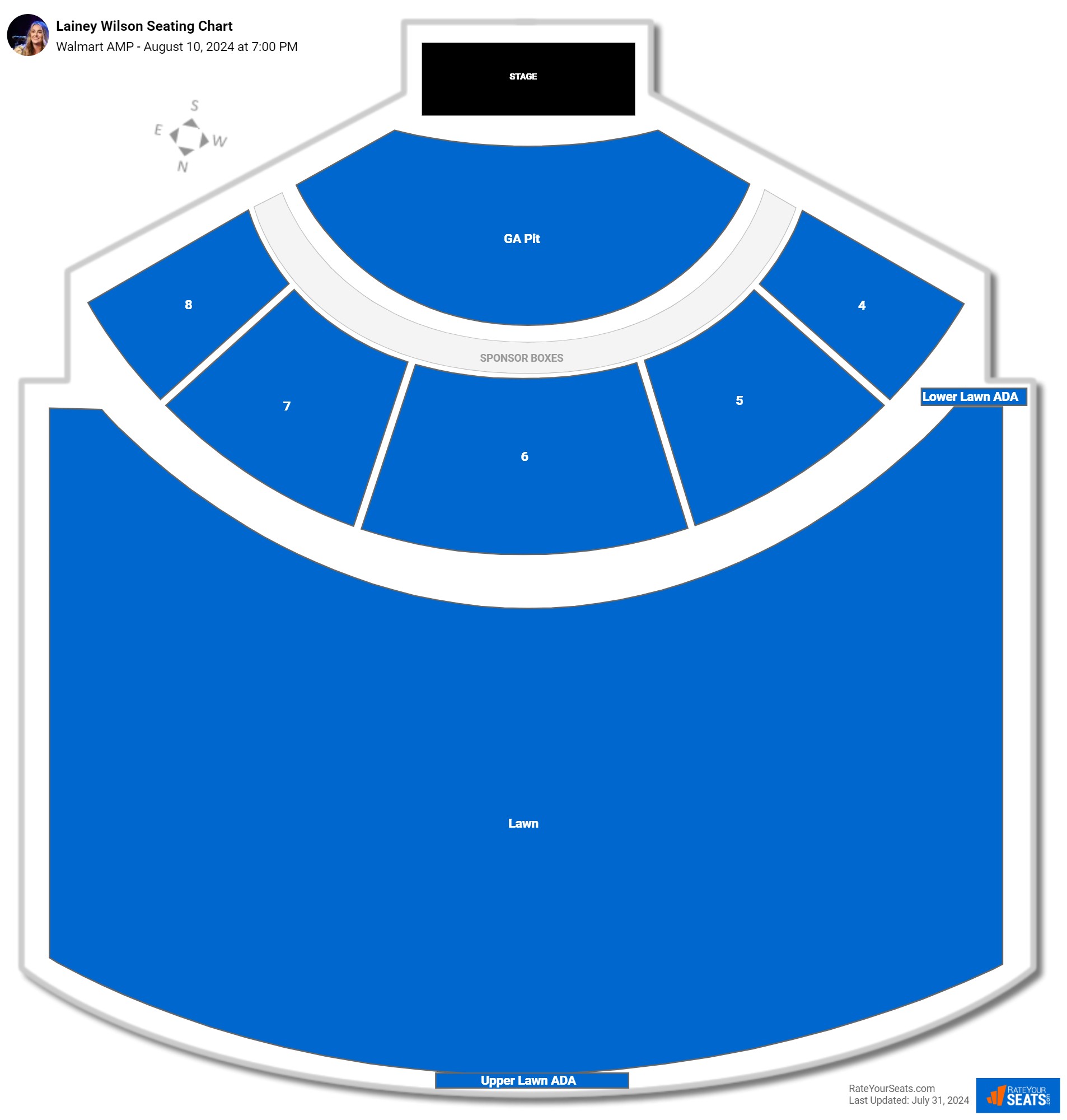 Lainey Wilson seating chart Walmart AMP