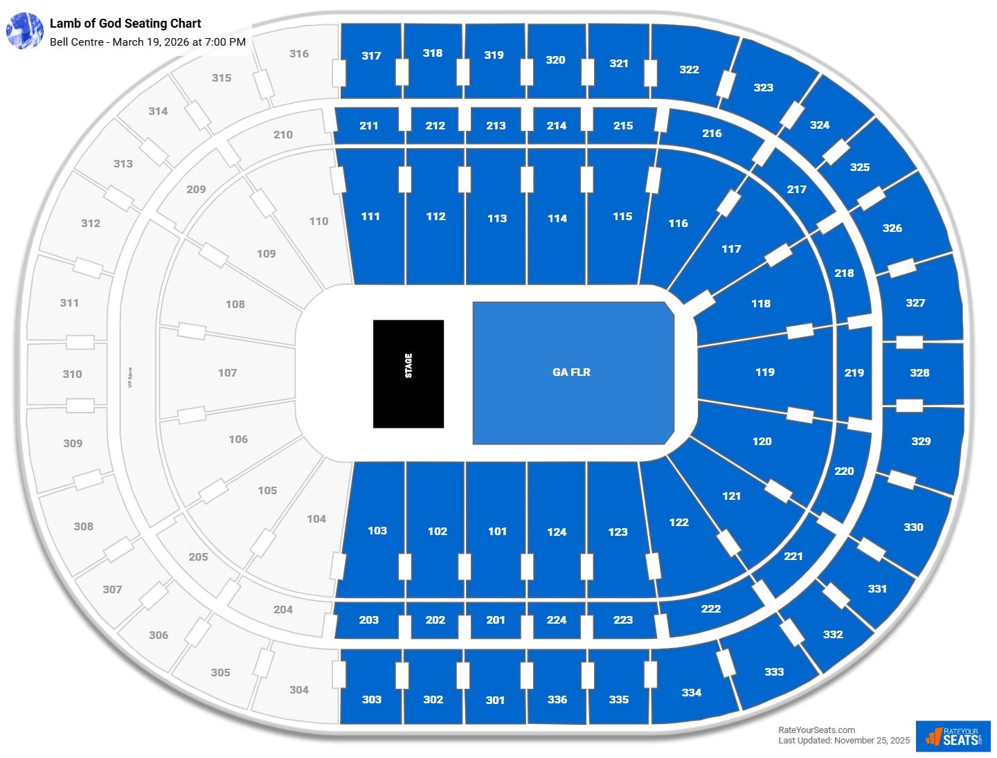 Lamb of God seating chart Bell Centre