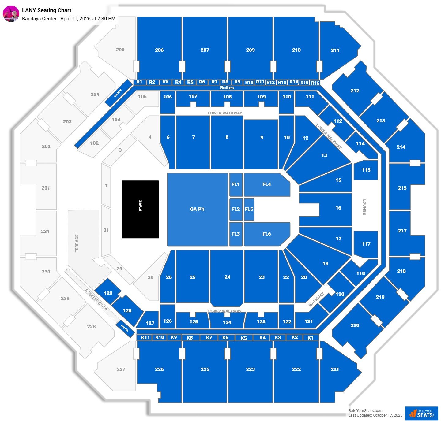 LANY seating chart Barclays Center