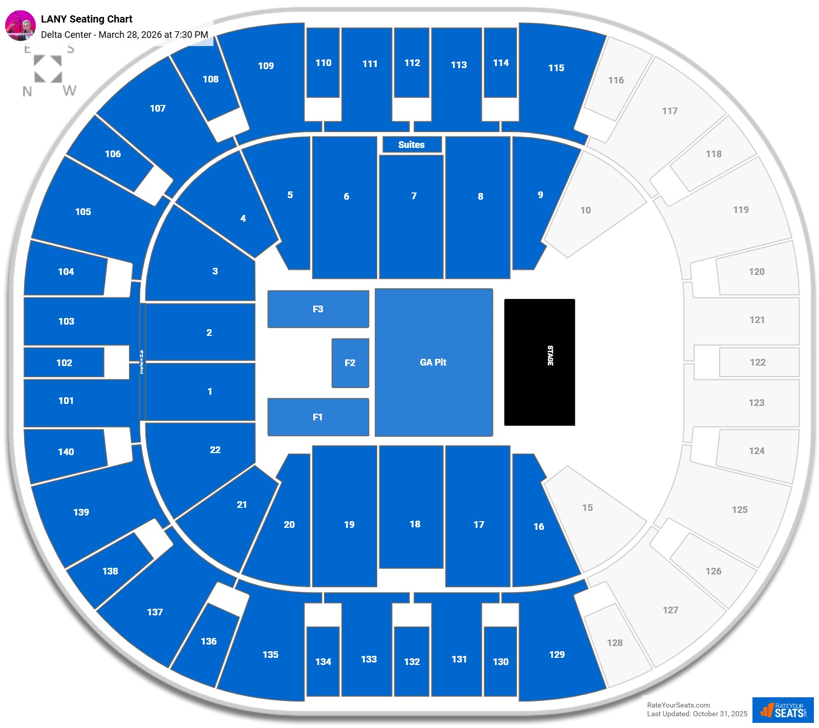 LANY seating chart Delta Center