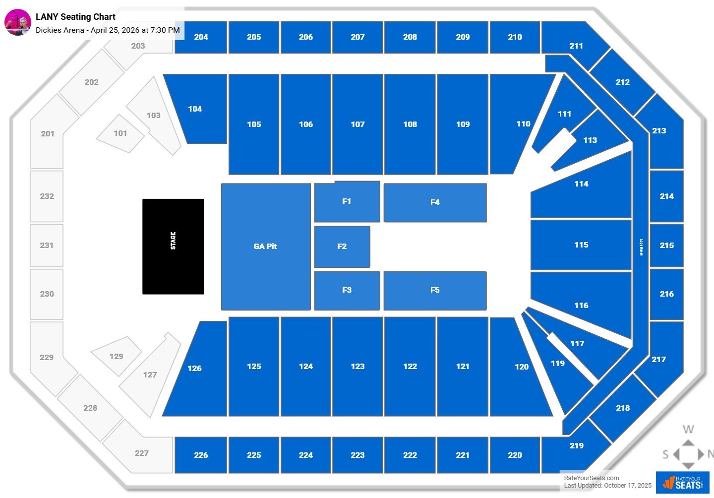 LANY seating chart Dickies Arena