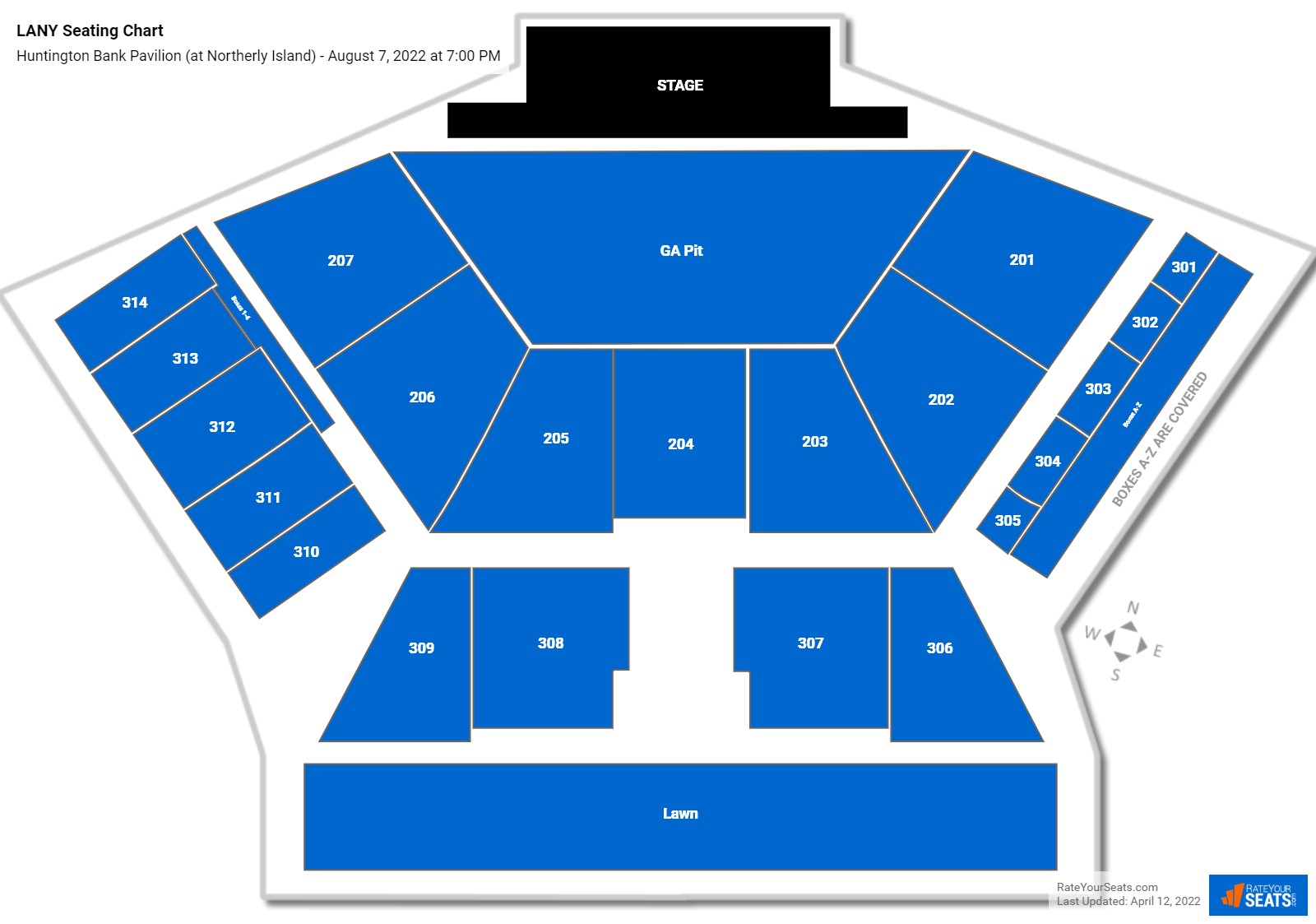 LANY seating chart Huntington Bank Pavilion (at Northerly Island)