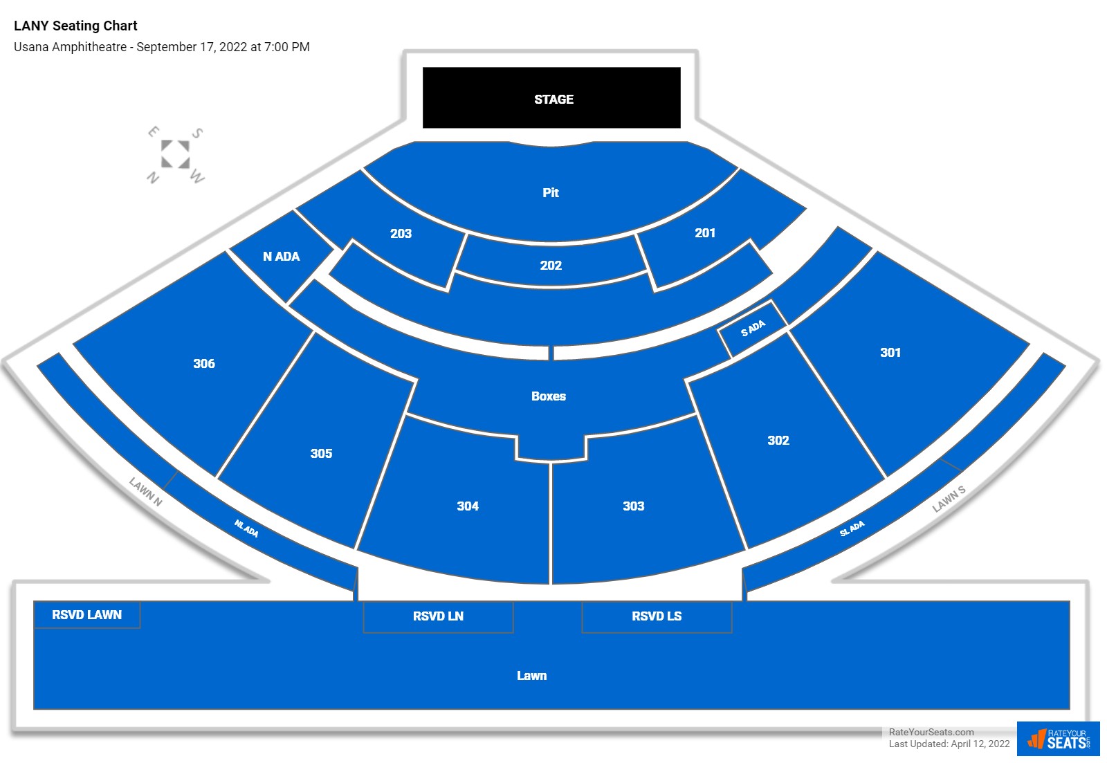 LANY seating chart Usana Amphitheatre