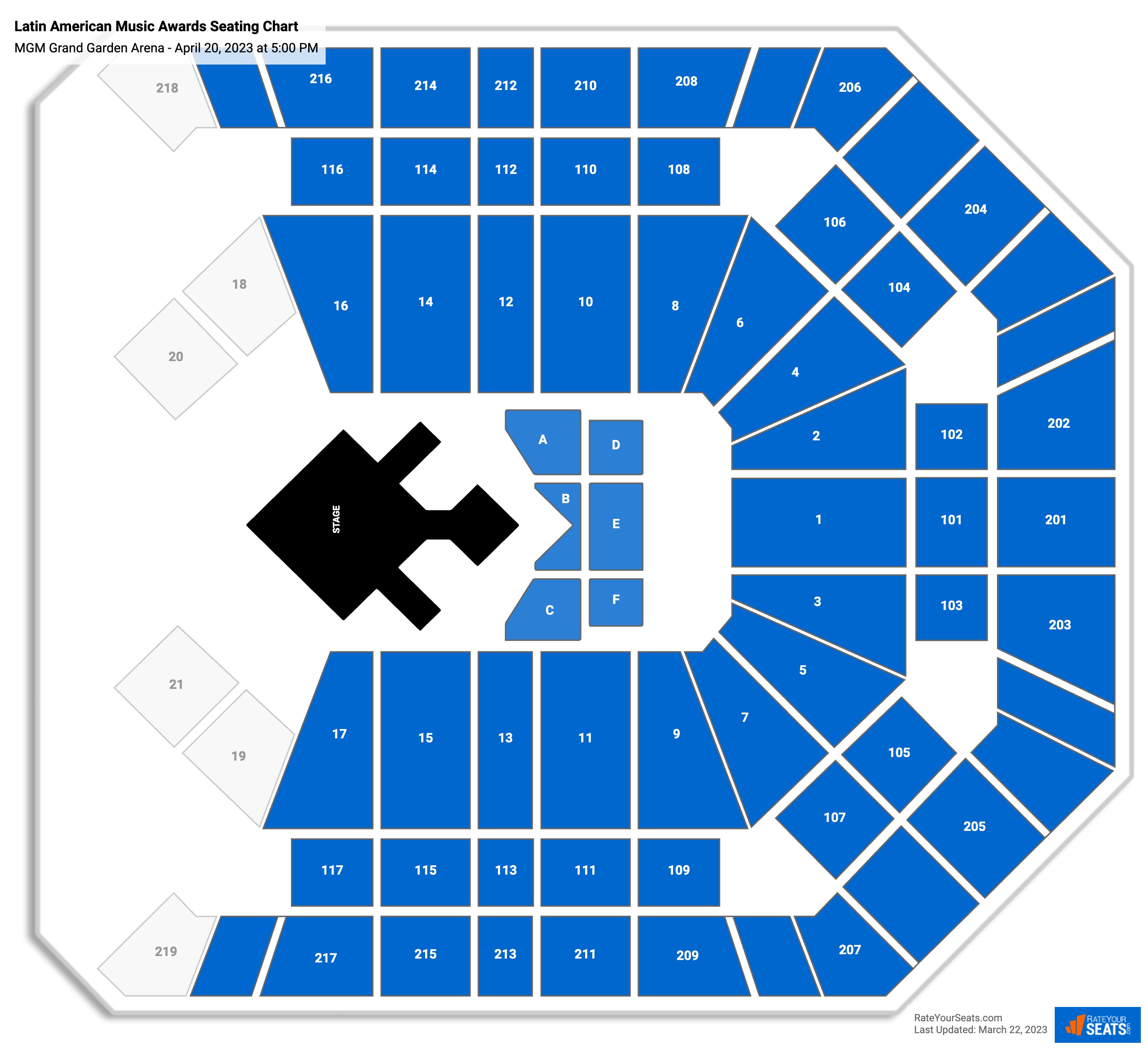 Latin American Music Awards seating chart MGM Grand Garden Arena