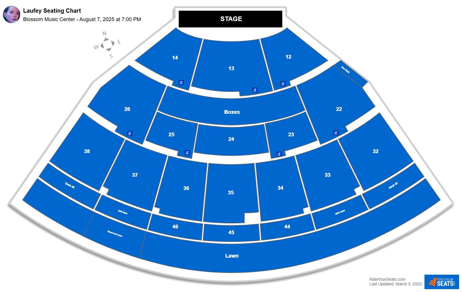Laufey seating chart Blossom Music Center