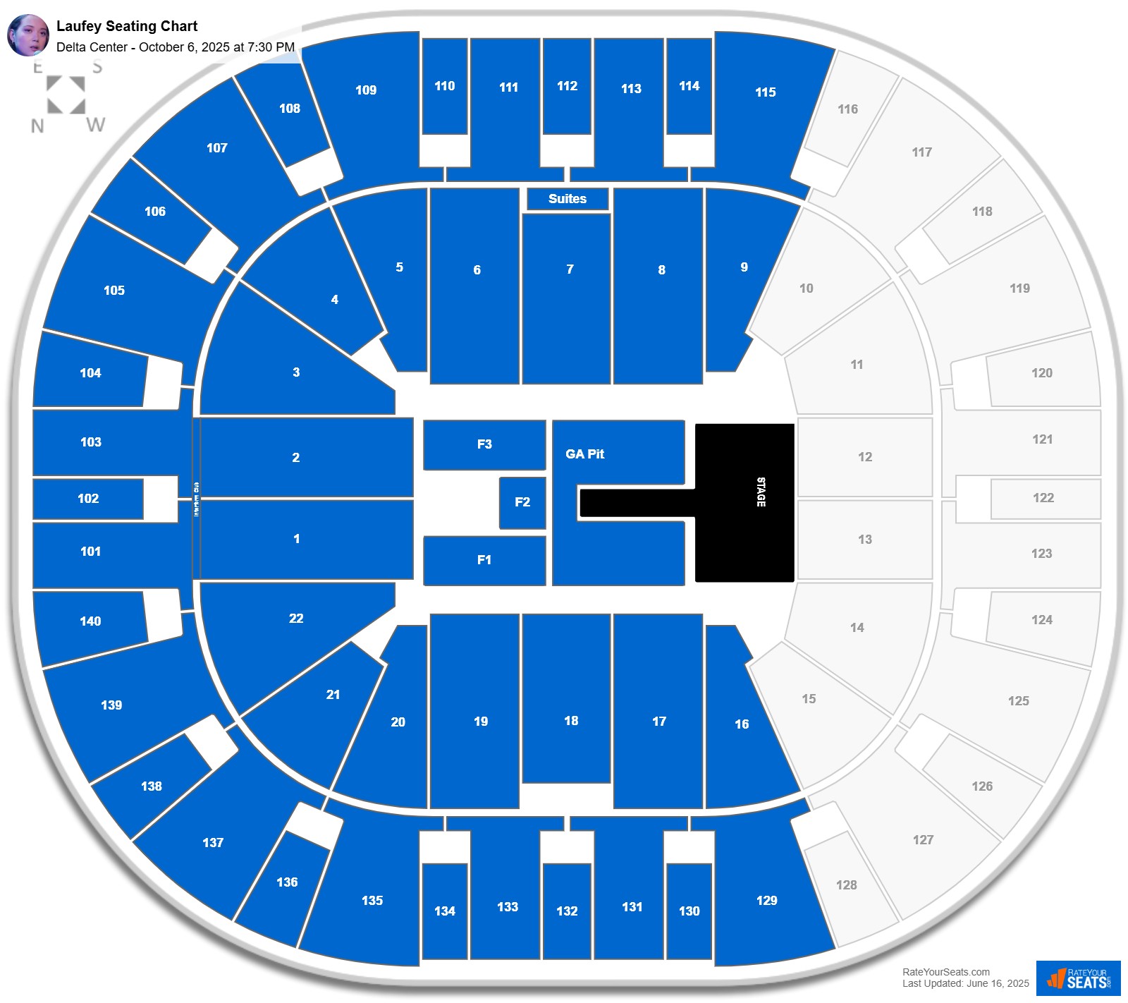 Laufey seating chart Delta Center