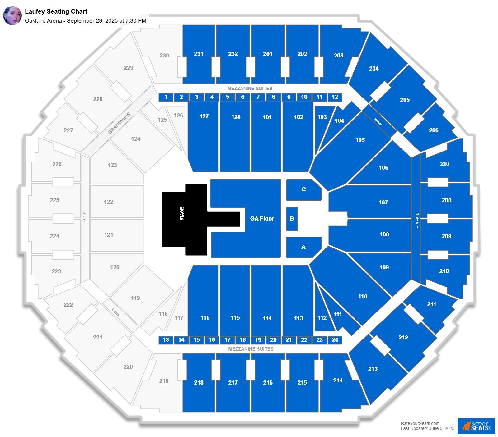 Laufey seating chart Oakland Arena