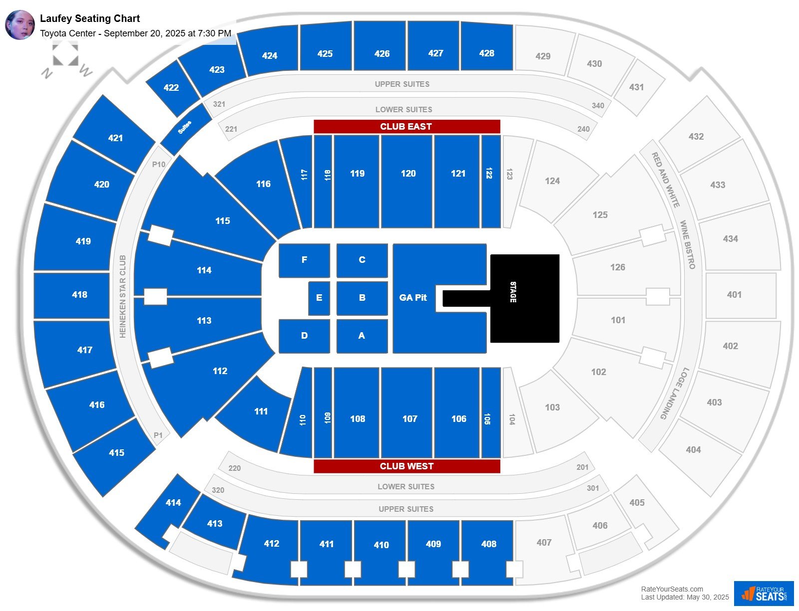 Laufey seating chart Toyota Center