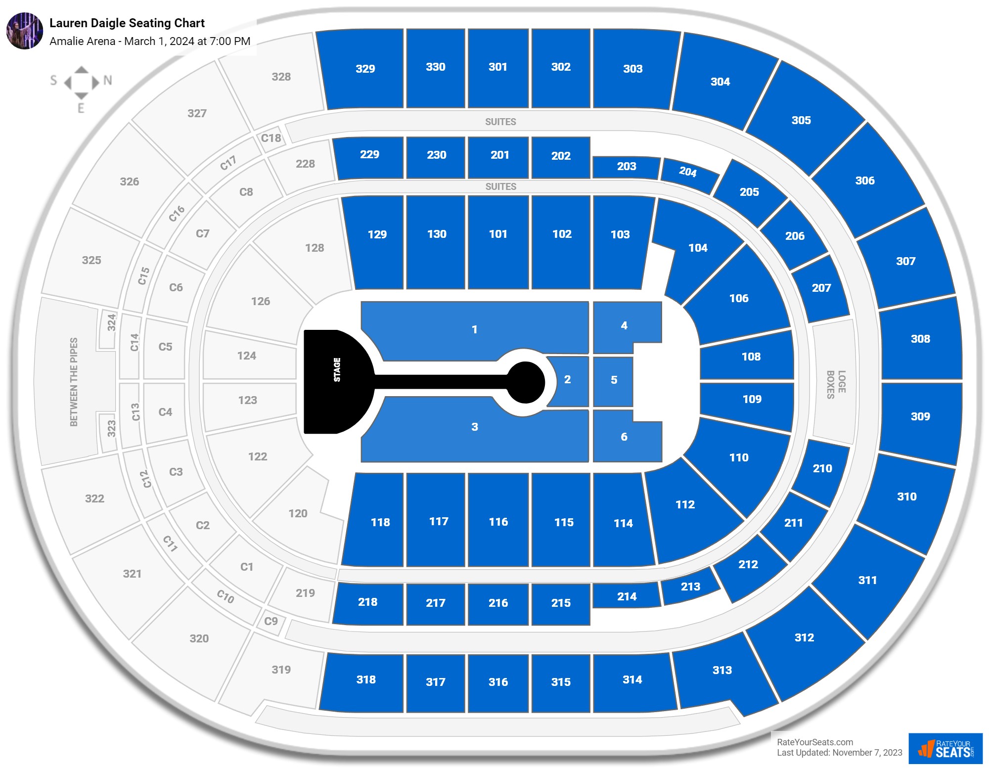 Lauren Daigle seating chart Amalie Arena