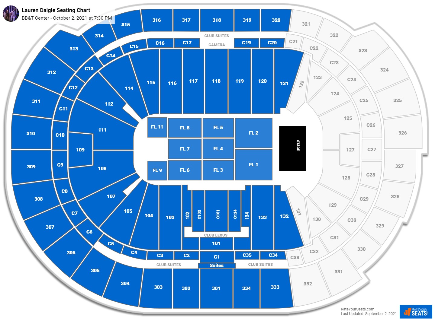 Lauren Daigle seating chart BB&T Center