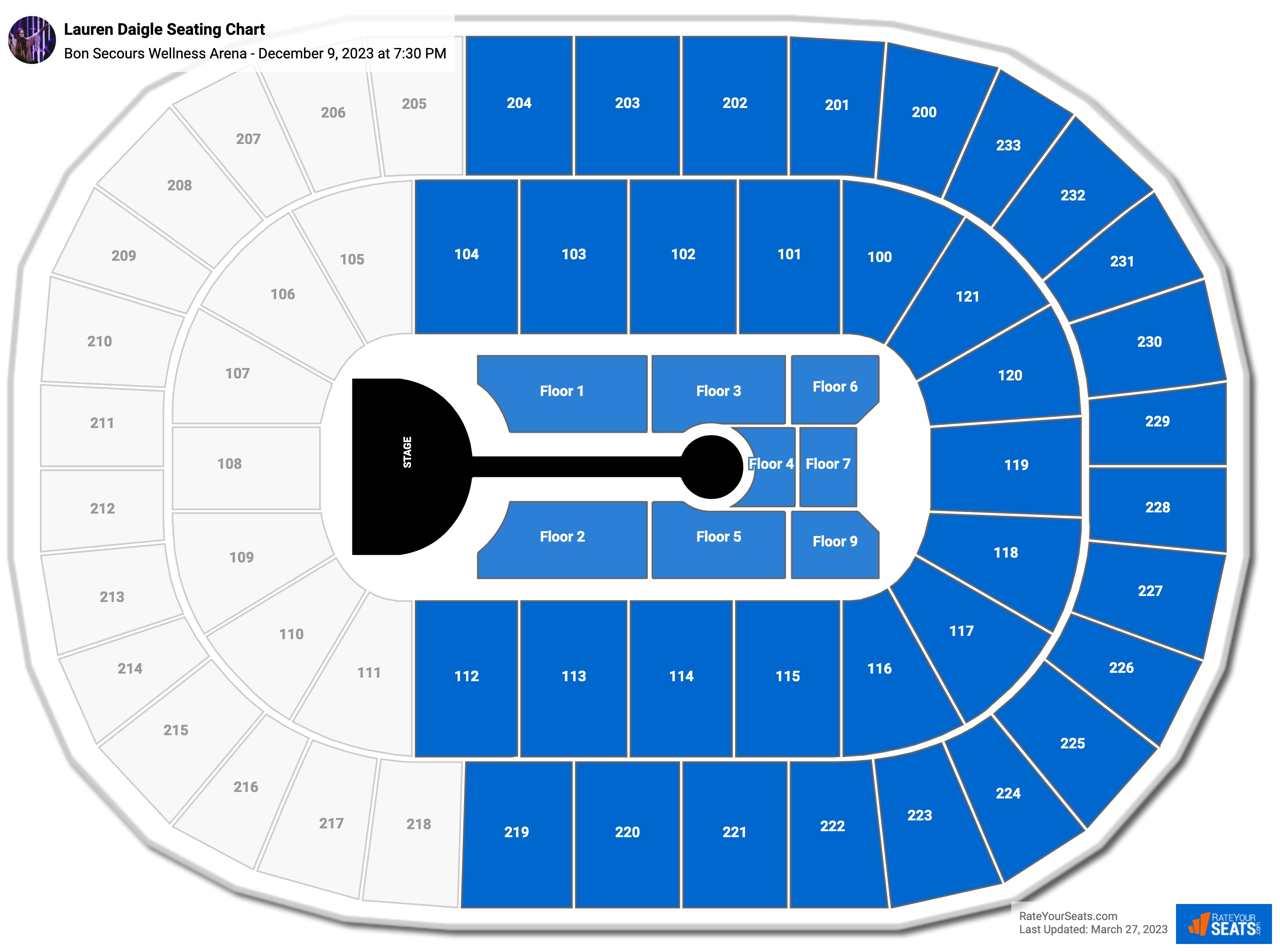 Lauren Daigle seating chart Bon Secours Wellness Arena