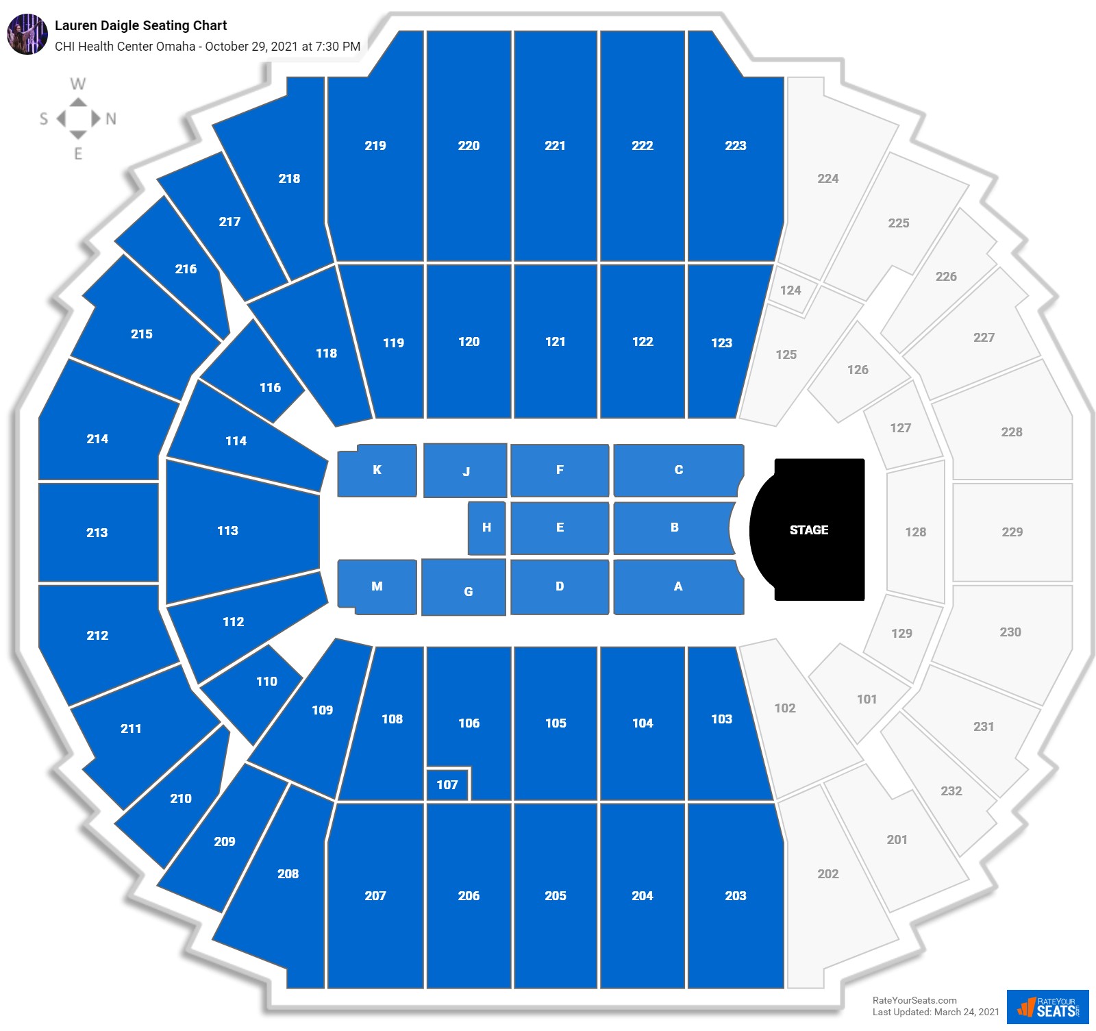 Lauren Daigle seating chart CHI Health Center Omaha