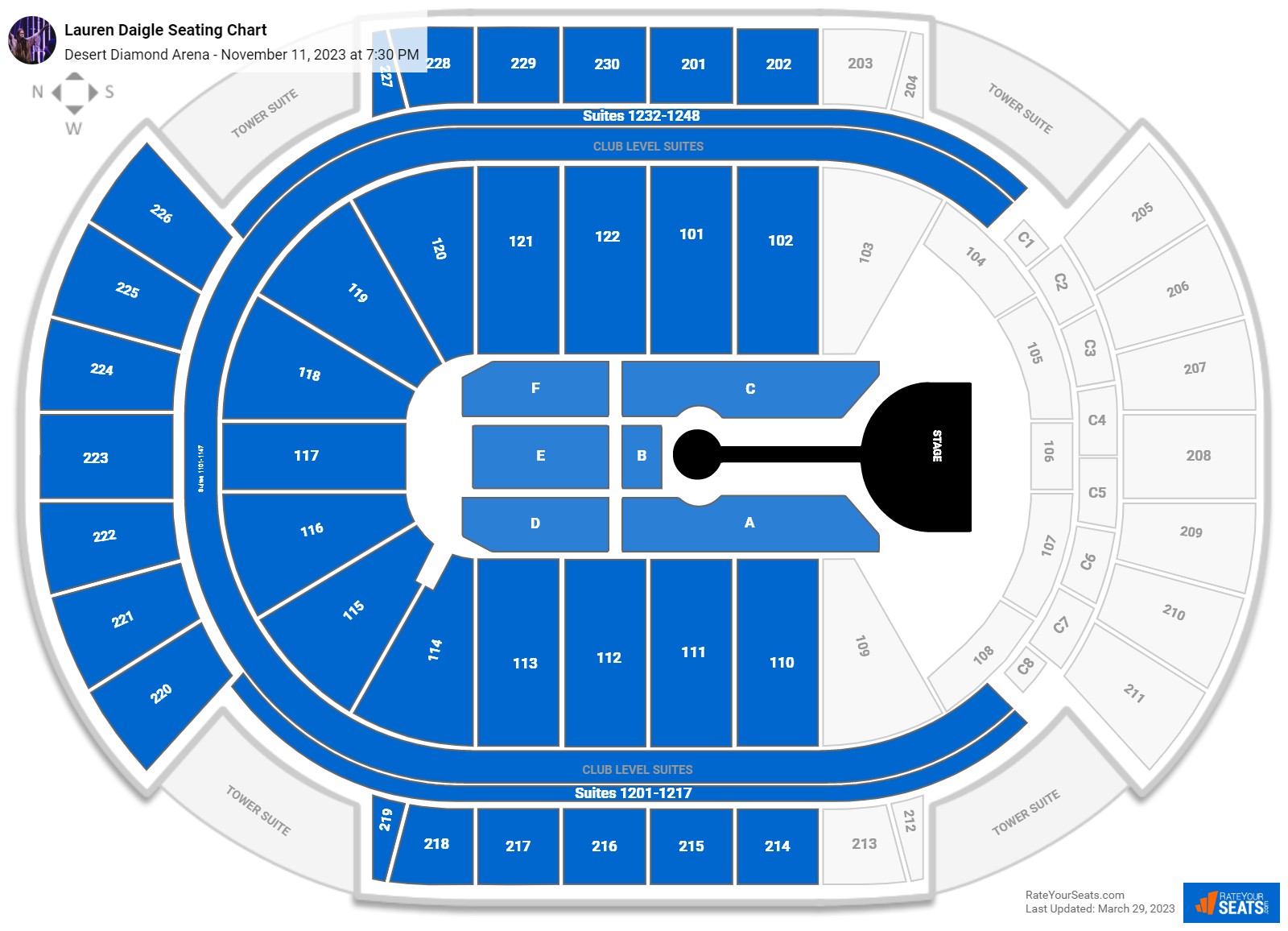 Lauren Daigle seating chart Desert Diamond Arena