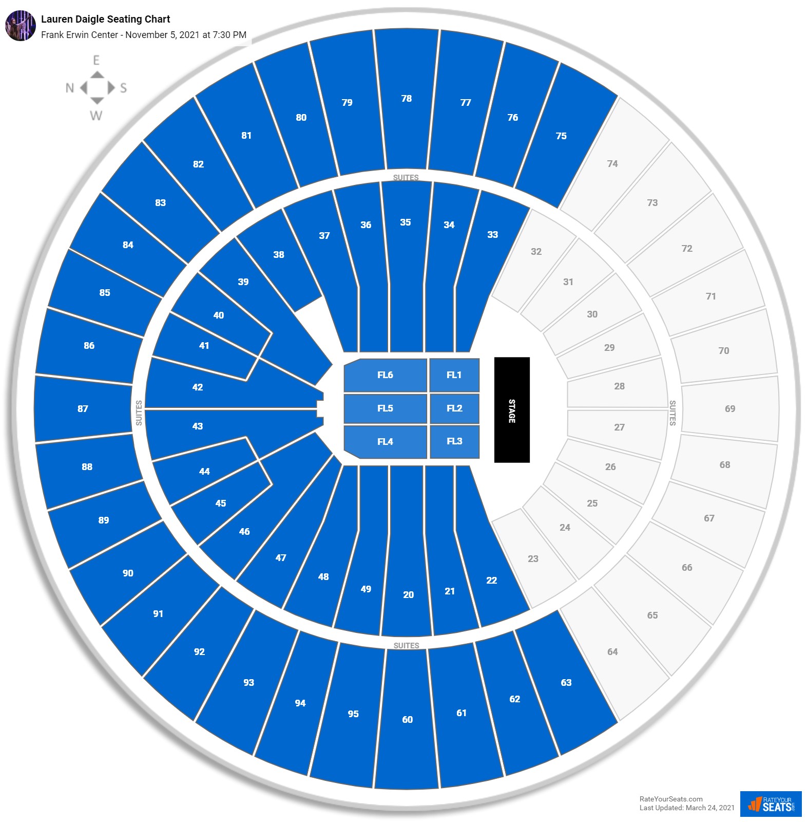 Lauren Daigle seating chart Frank Erwin Center