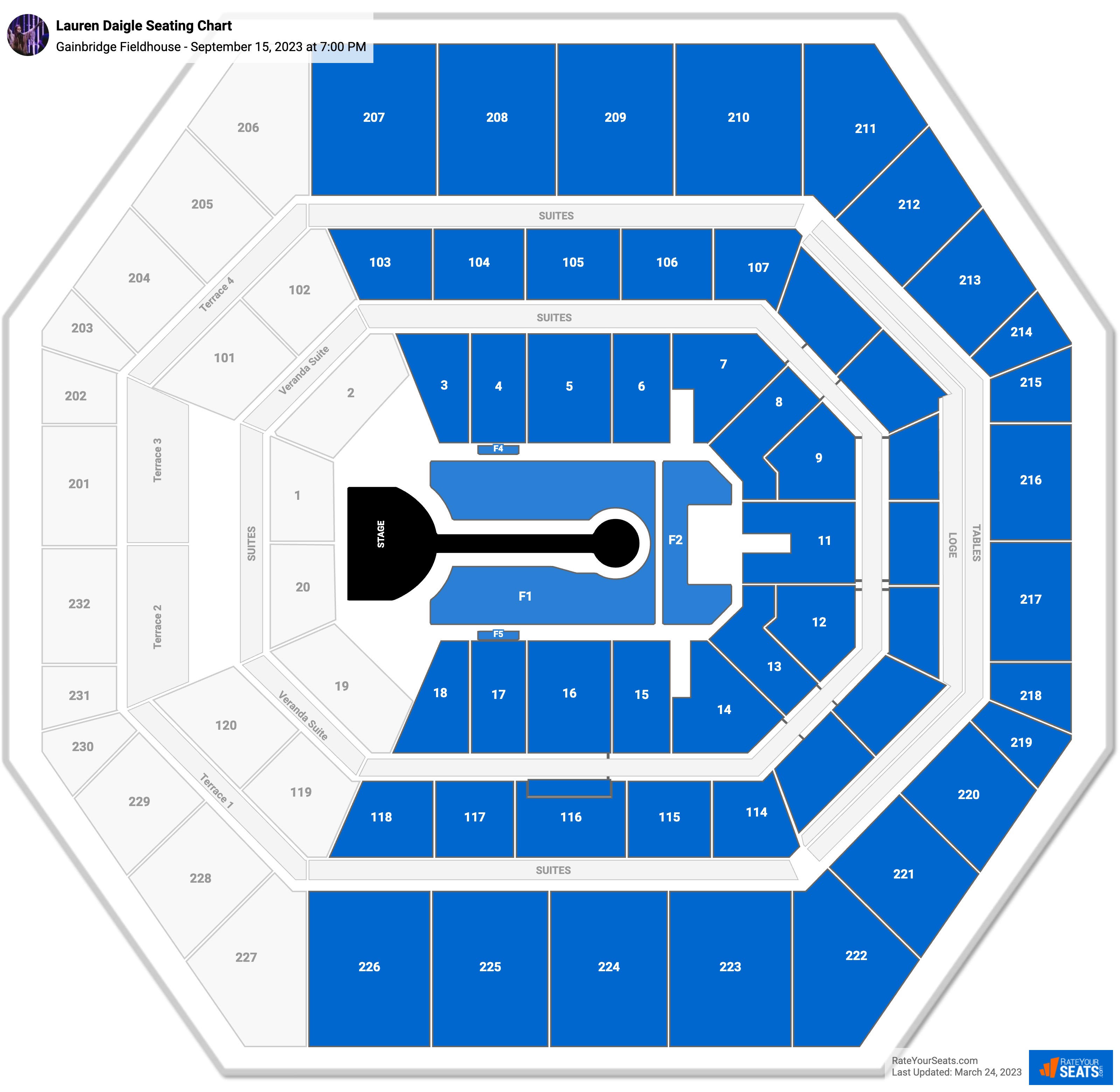 Lauren Daigle seating chart Gainbridge Fieldhouse