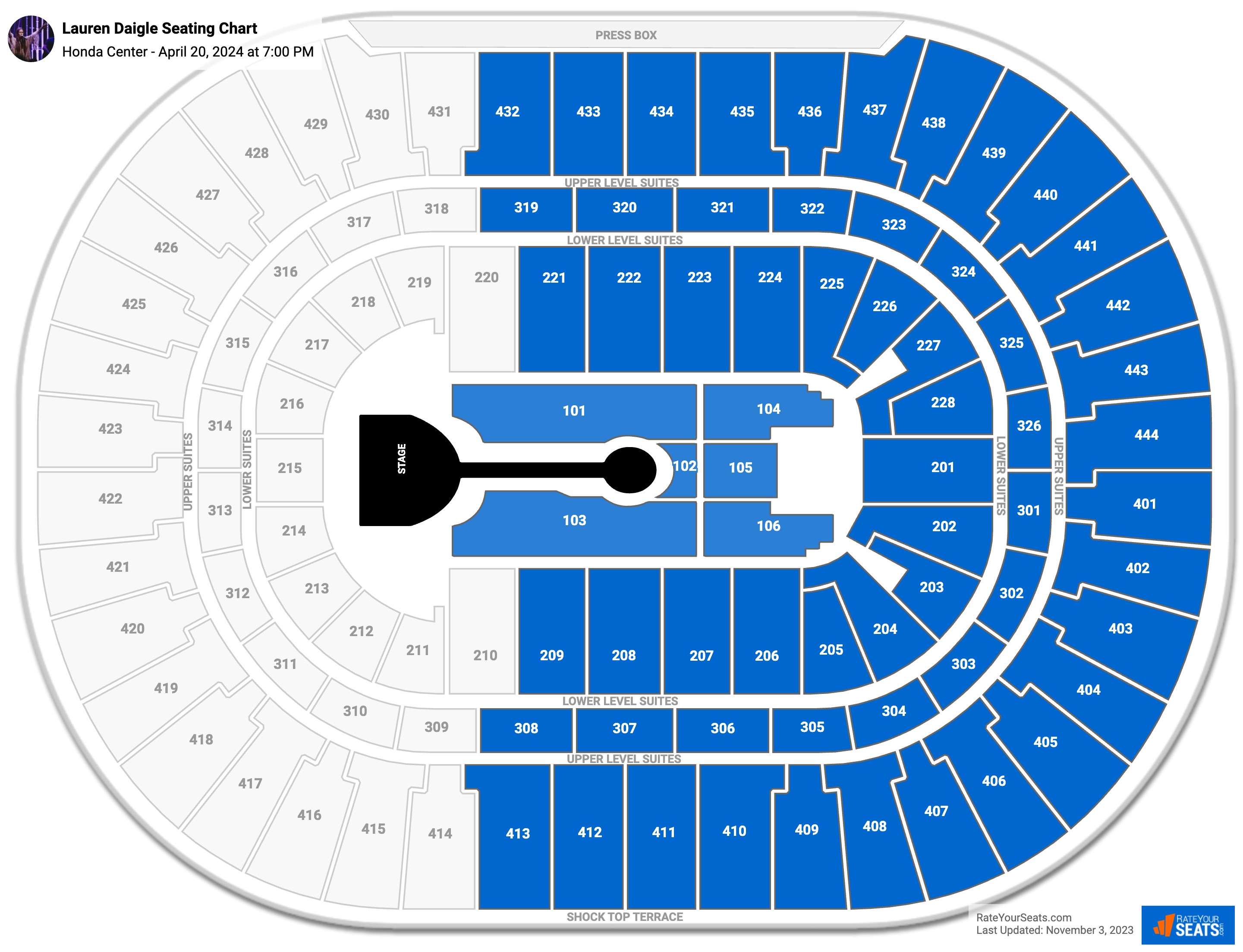 Lauren Daigle seating chart Honda Center