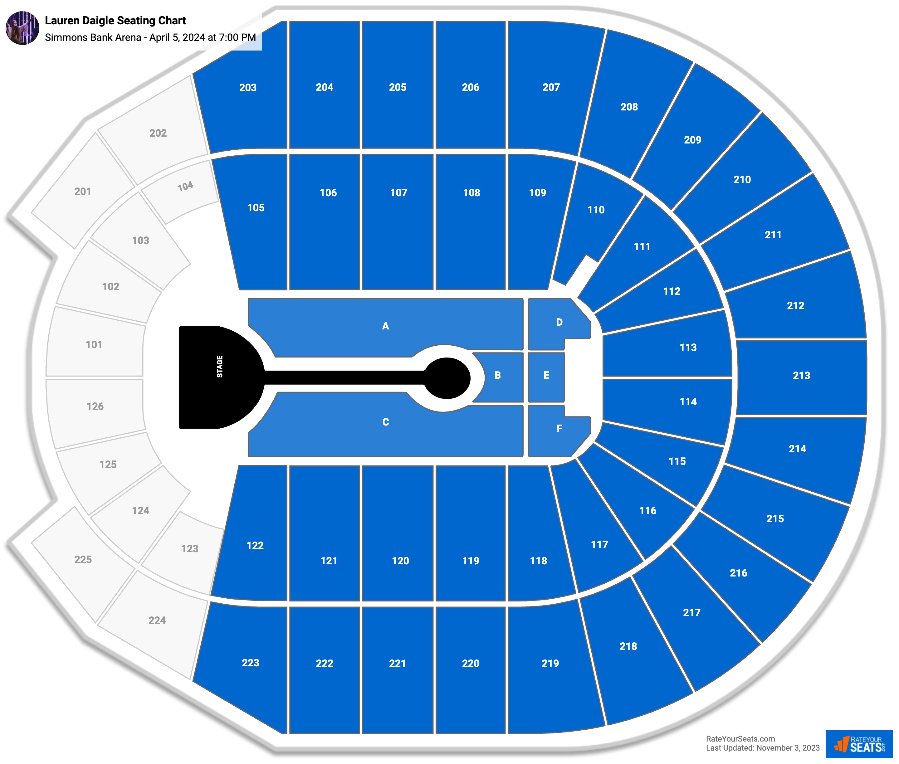 Lauren Daigle seating chart Simmons Bank Arena