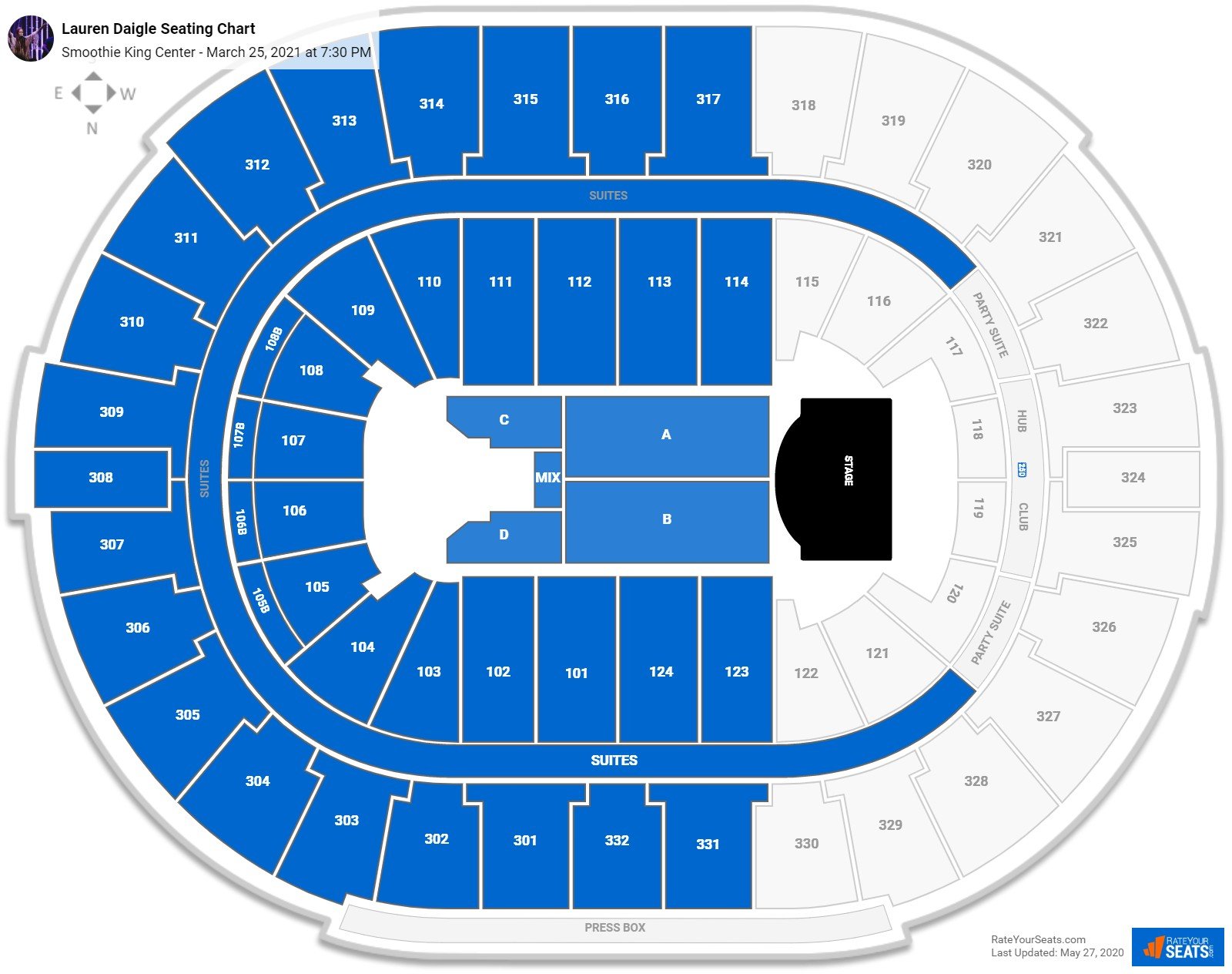 Smoothie King Center Seating Charts for Concerts