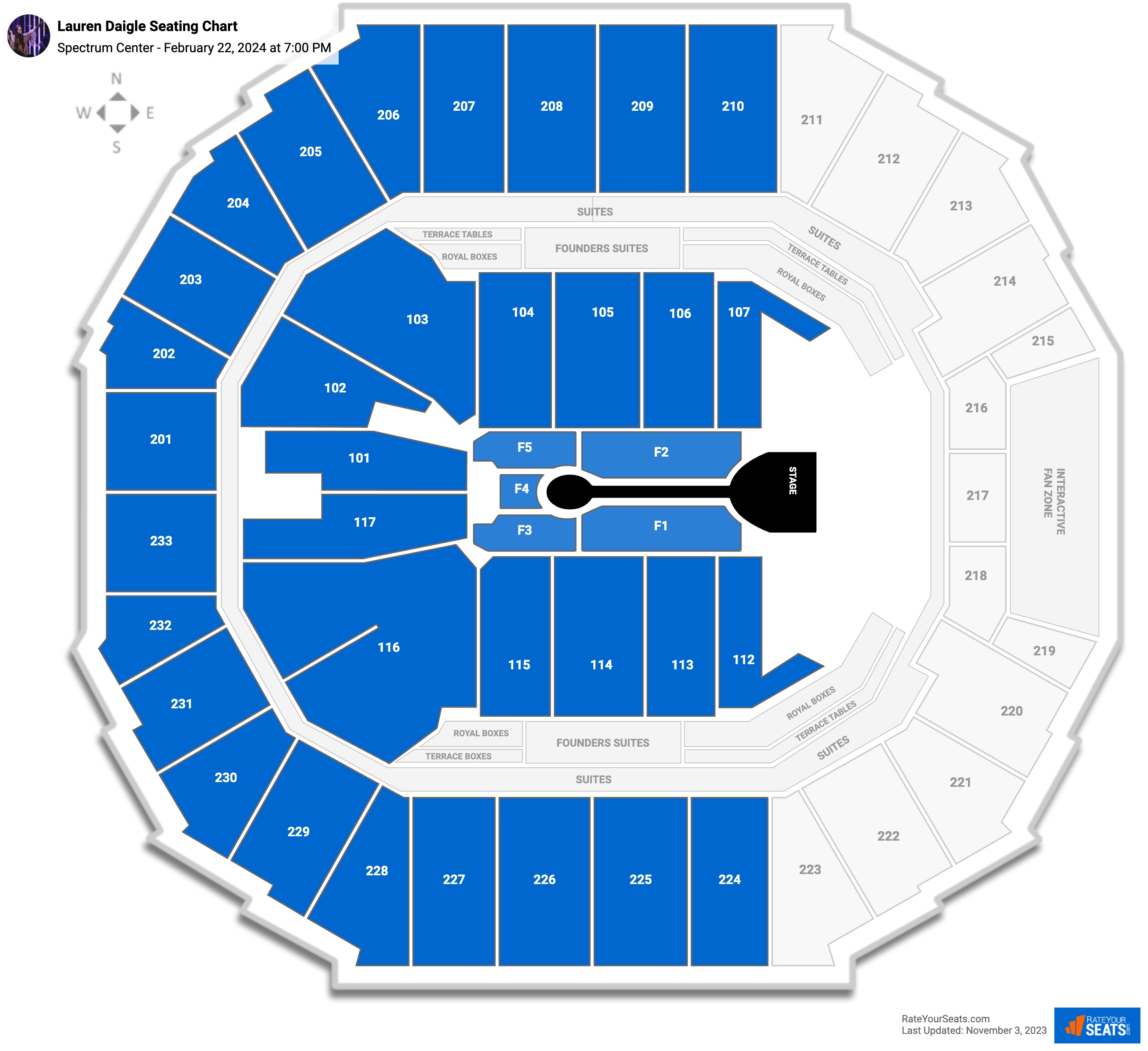 Lauren Daigle seating chart Spectrum Center