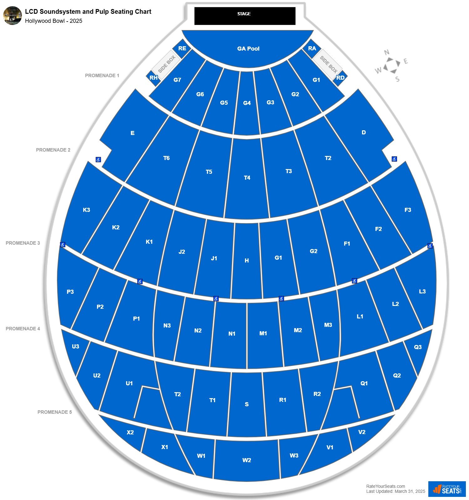 LCD Soundsystem and Pulp seating chart Hollywood Bowl