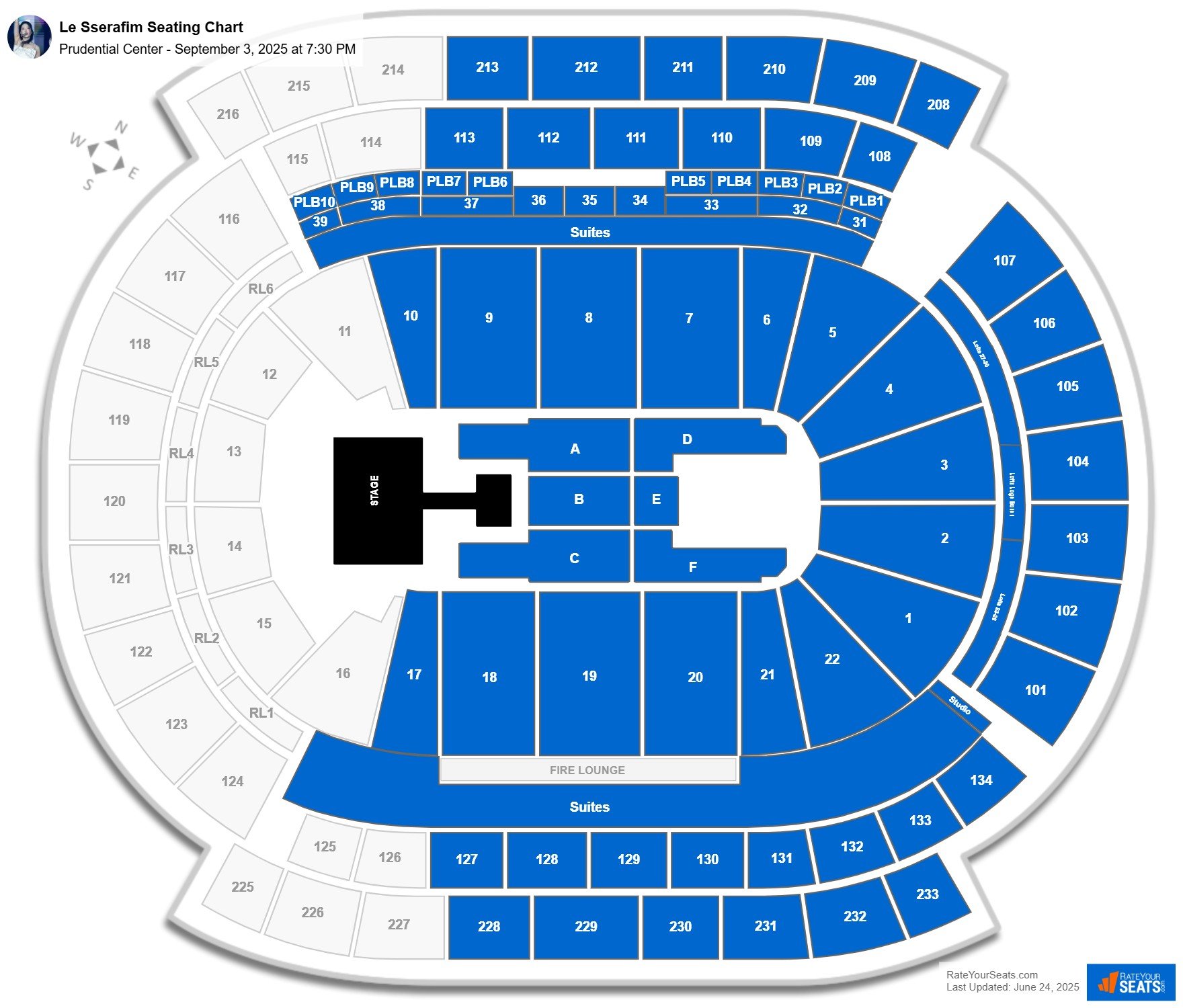 Le Sserafim seating chart Prudential Center